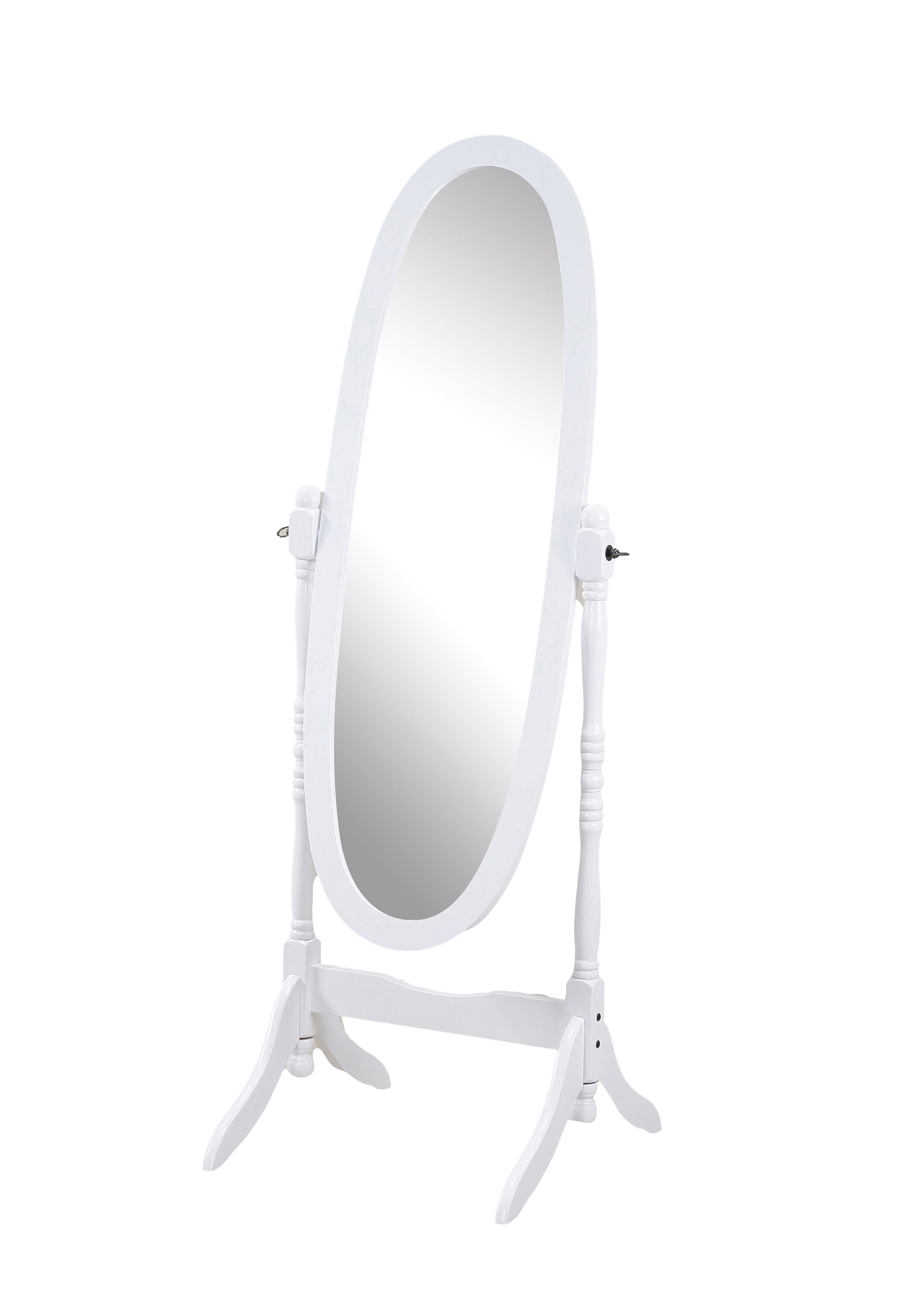 Traditional Queen Anna Style Wood Floor Cheval Mirror, White Finish