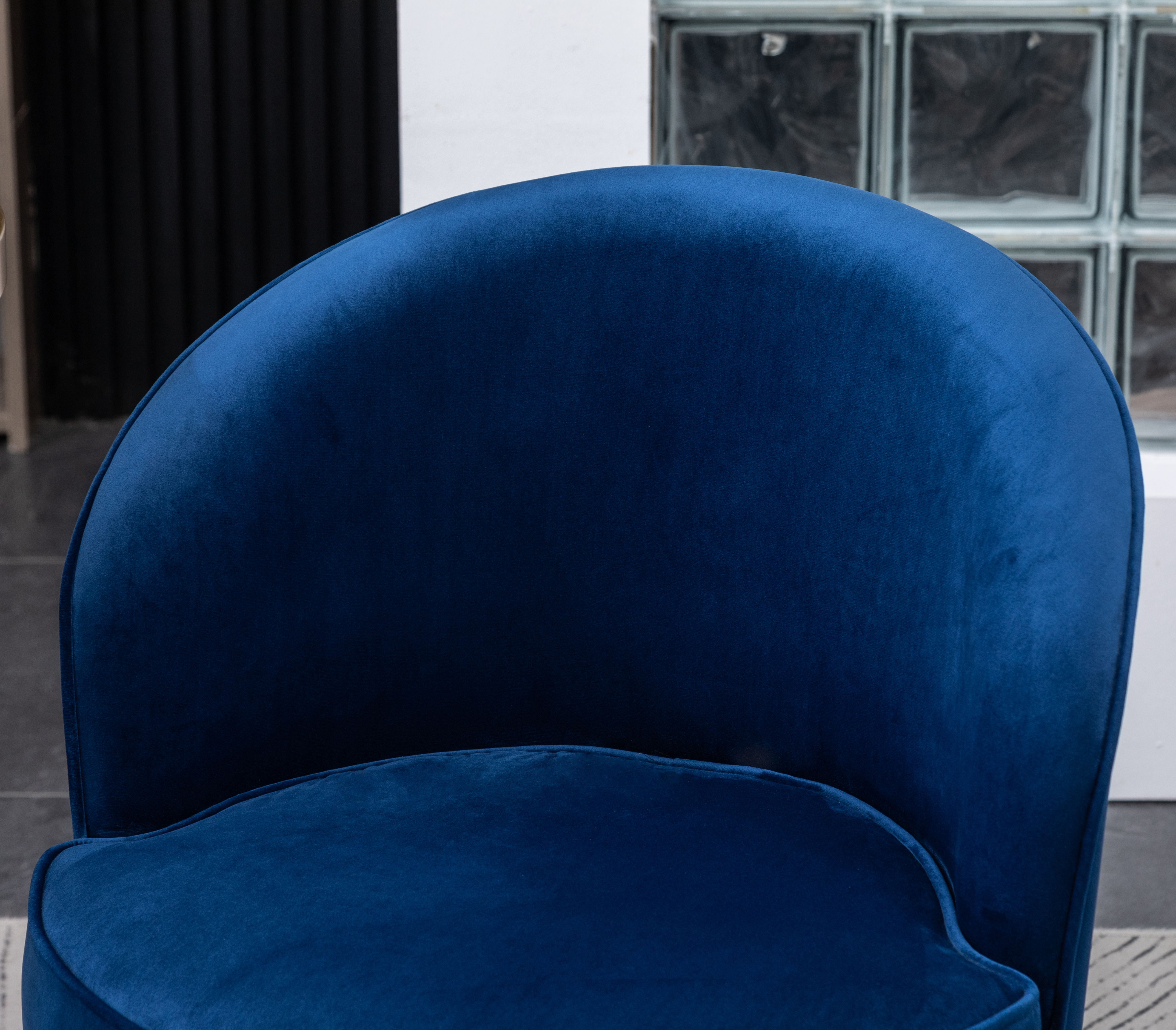 Wania Contemporary Velvet Swivel Chair, Blue