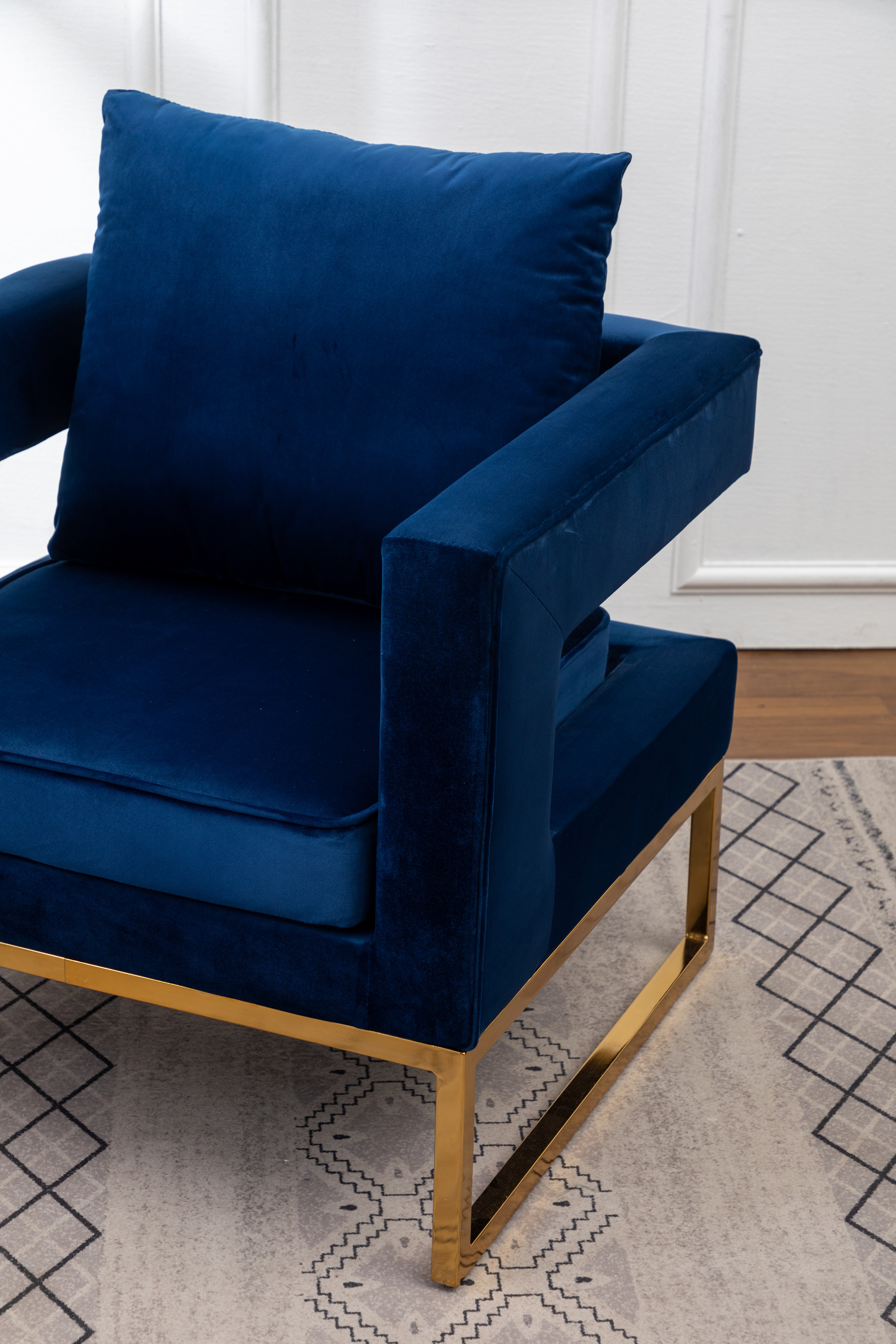 Lenola Contemporary Upholstered Accent Arm Chair, Blue