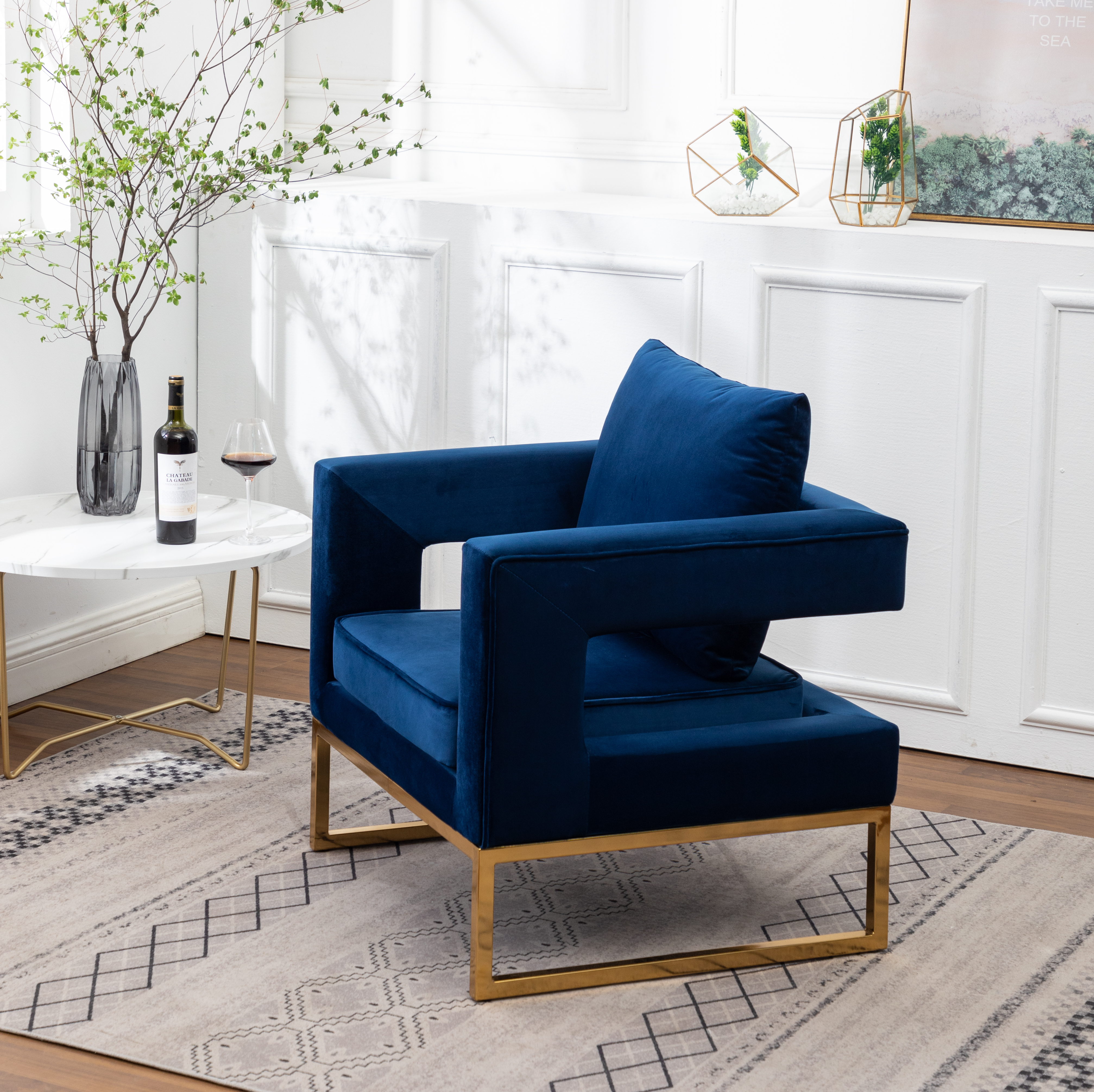 Lenola Contemporary Upholstered Accent Arm Chair, Blue