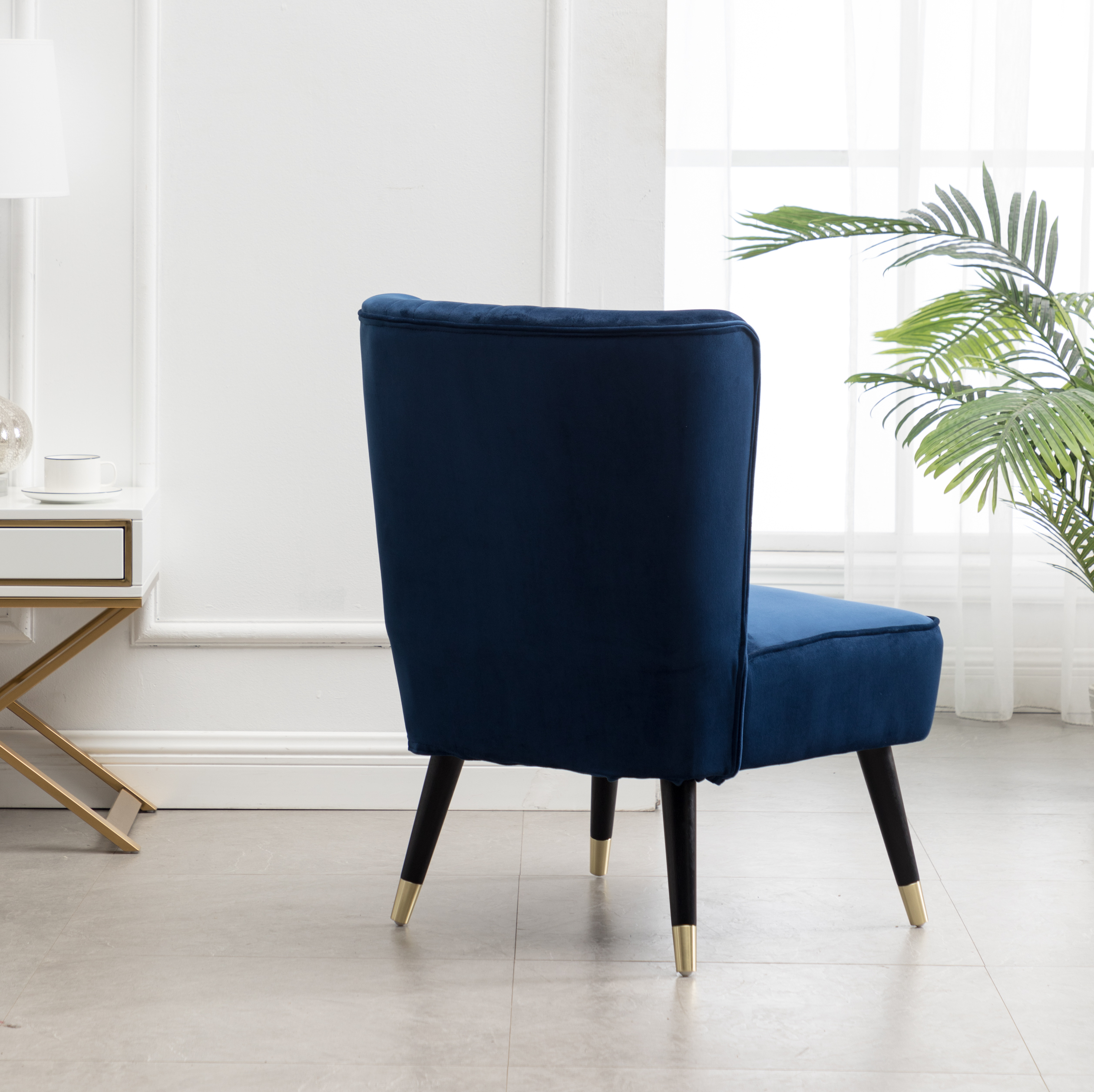 Elon Contemporary Velvet Upholstered Accent Chair, Blue