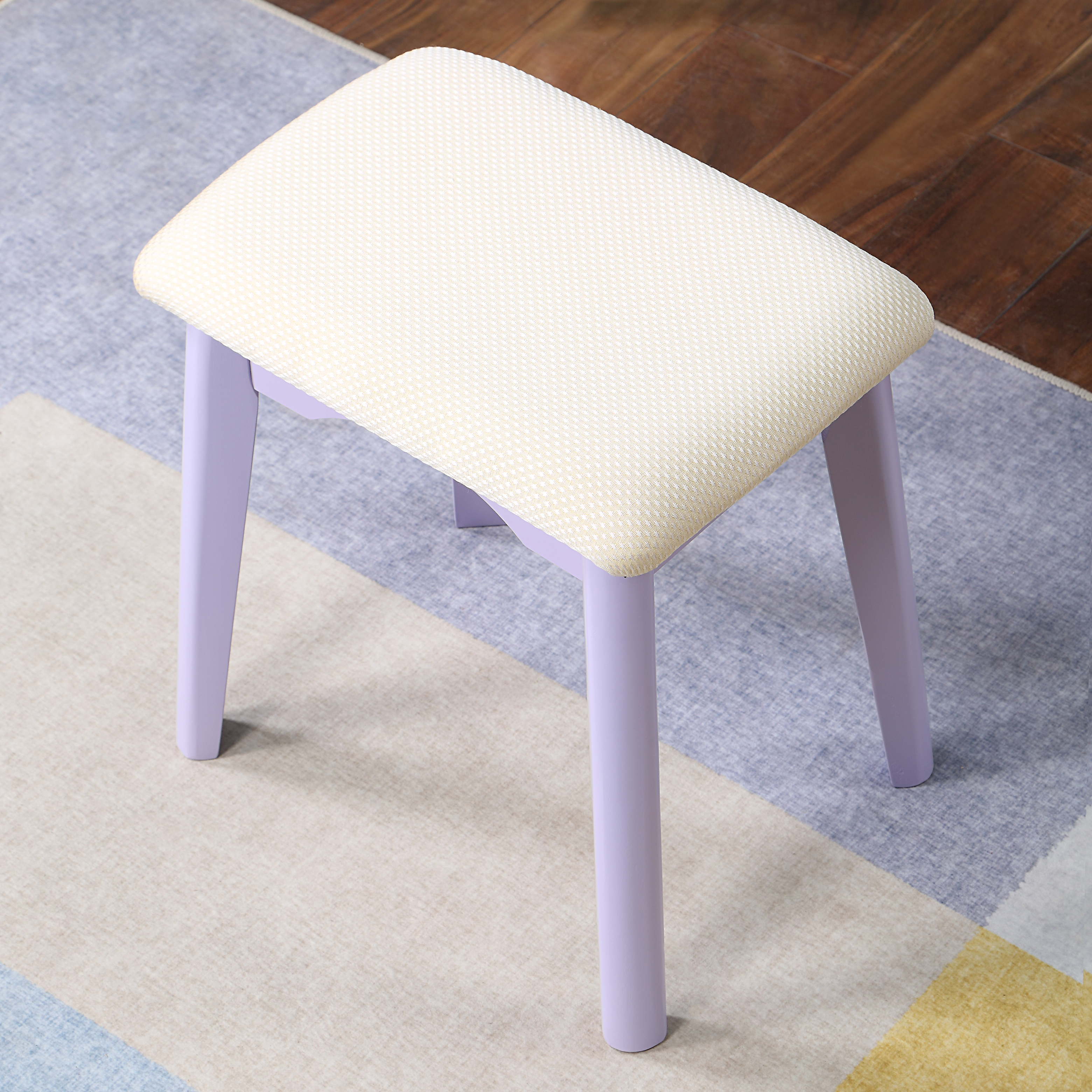 Maly Contemporary Wood Vanity and Stool Set, Purple