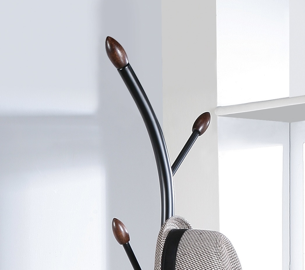 Arles Metal Black and Walnut Standing Coat Rack