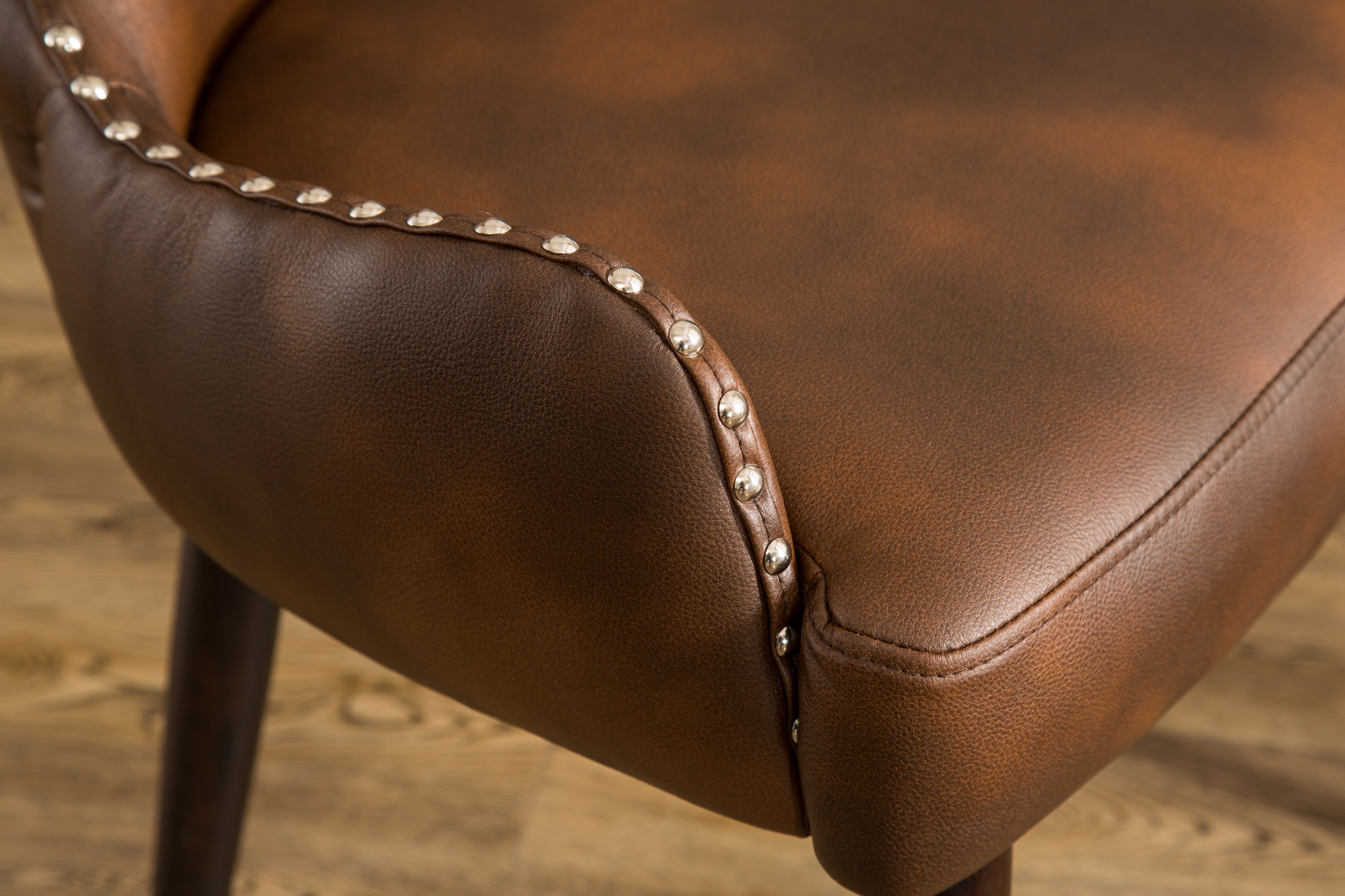 Viking Tufted Button Back barrel chair with Nailhead, Brown