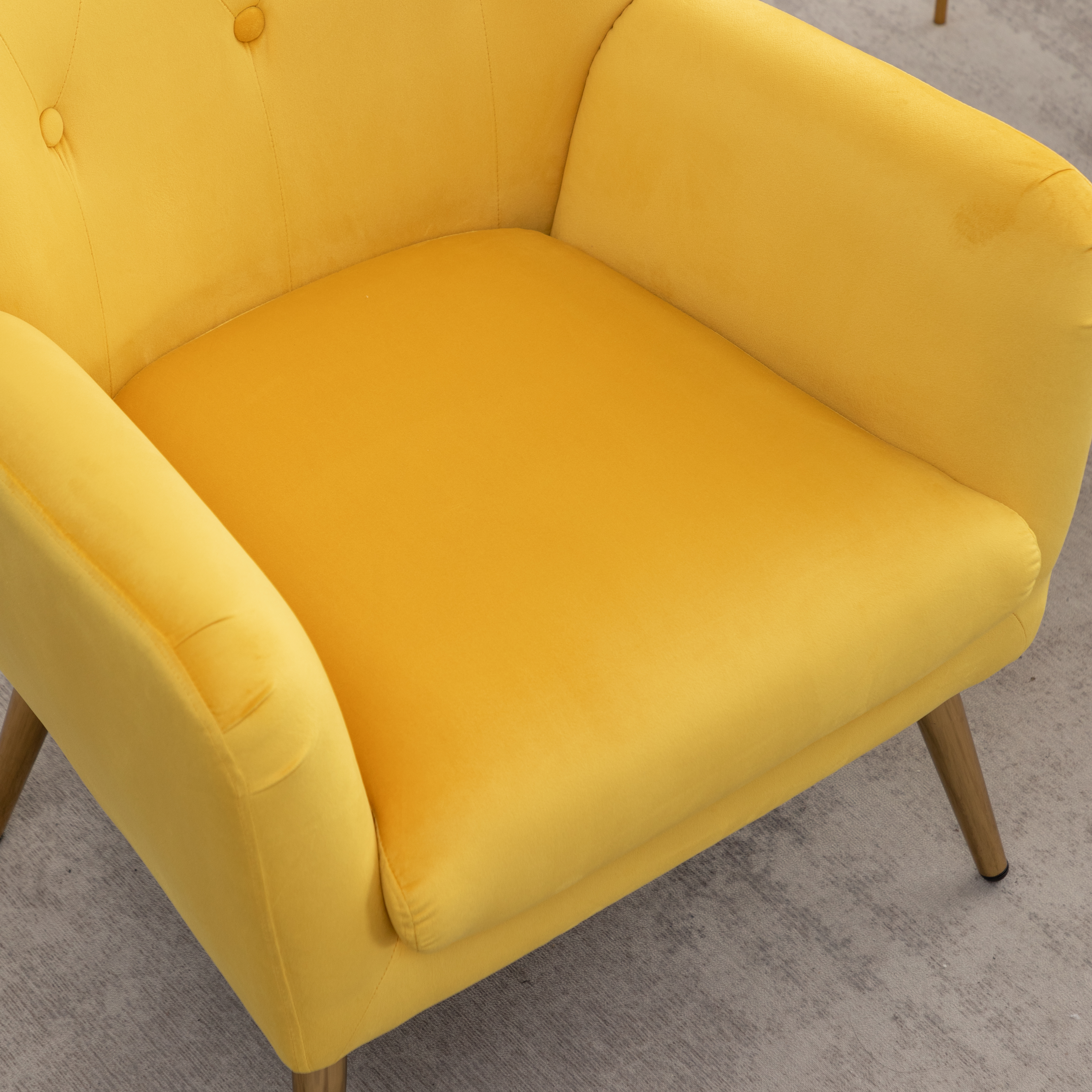 Sovarol Velvet Button-Tufted Wing Back Accent Chair, Yellow