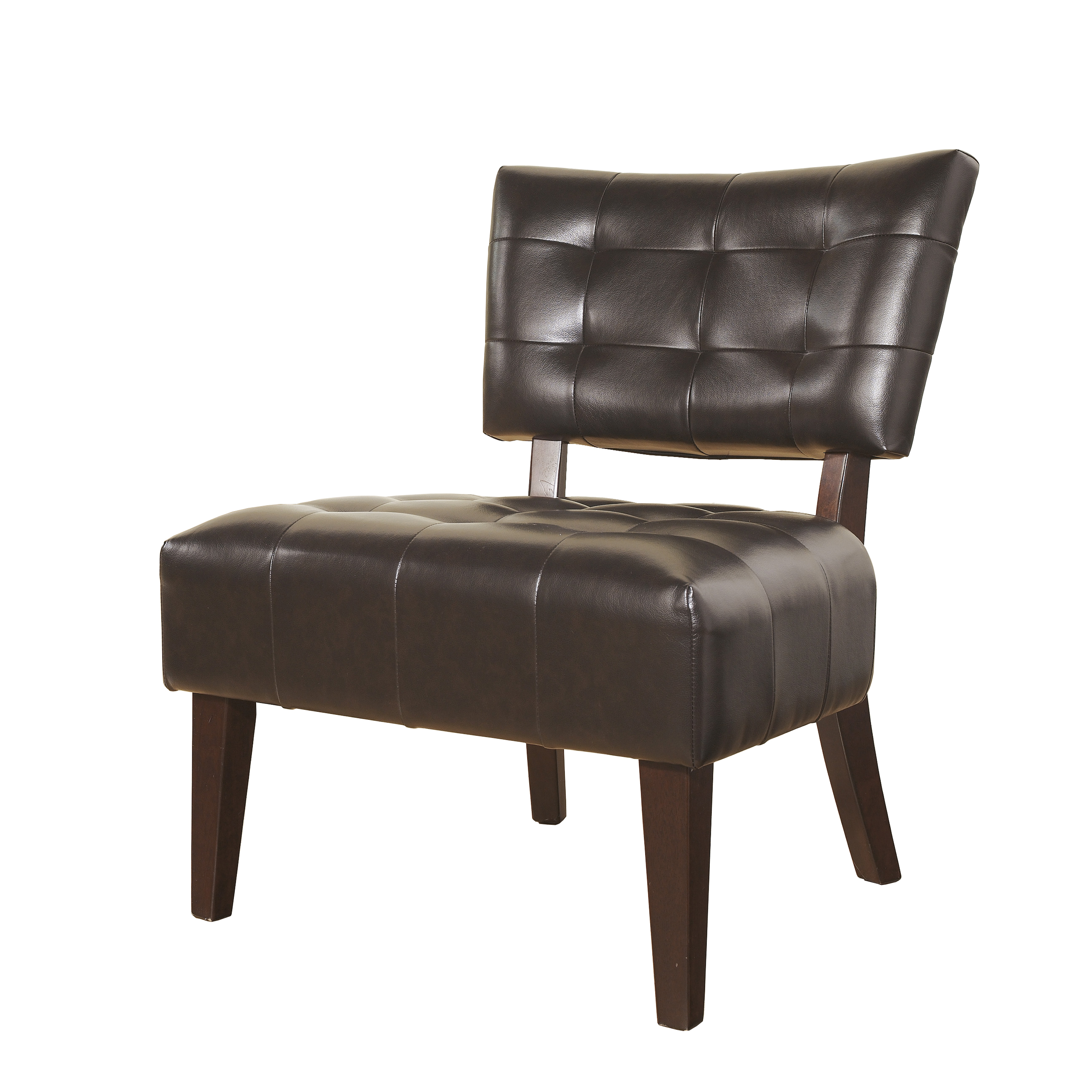 Roundhill Furniture Blended Leather Tufted Accent Chair with Oversized Seating, Brown