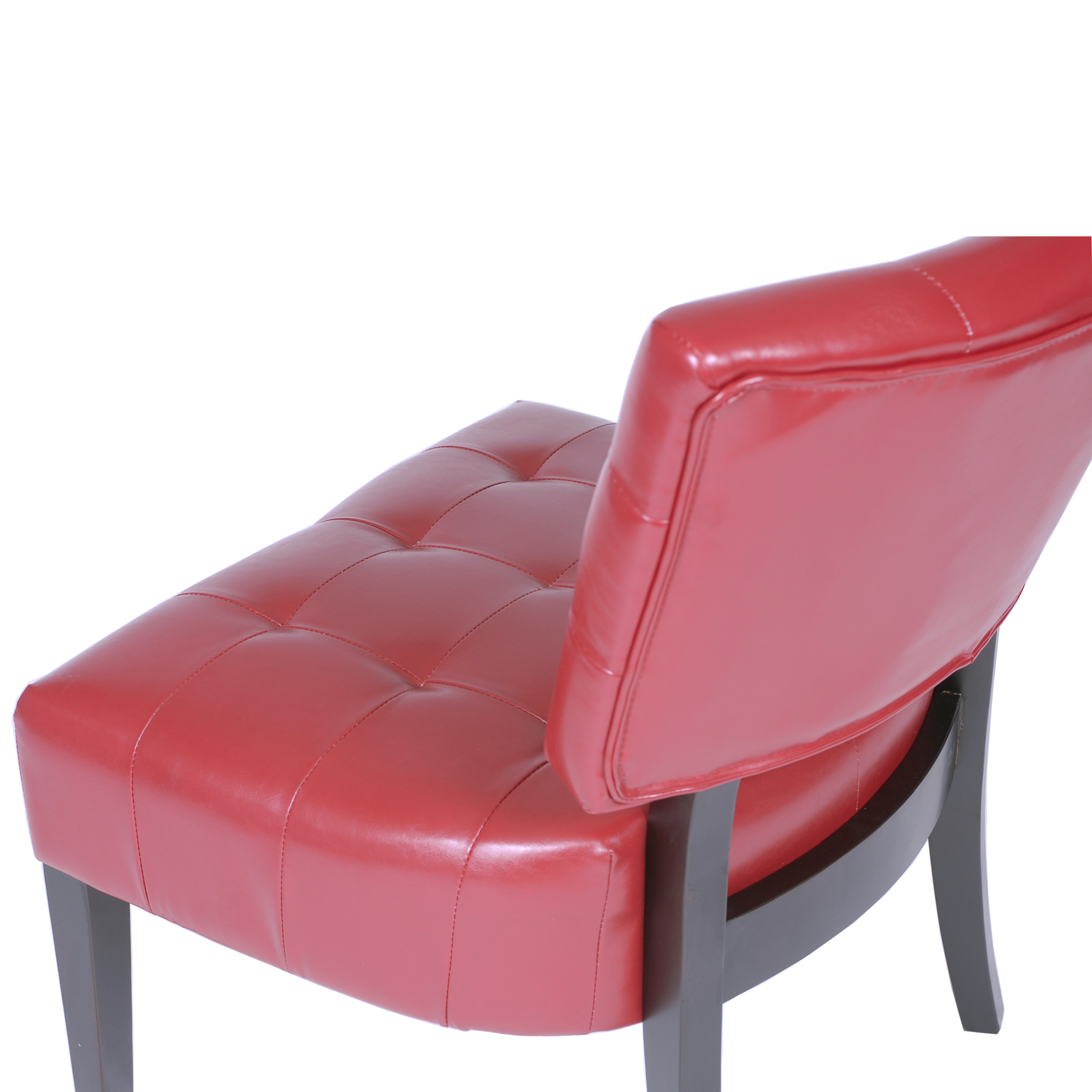 Blended Leather Tufted Accent Chair with Oversized Seating, Red