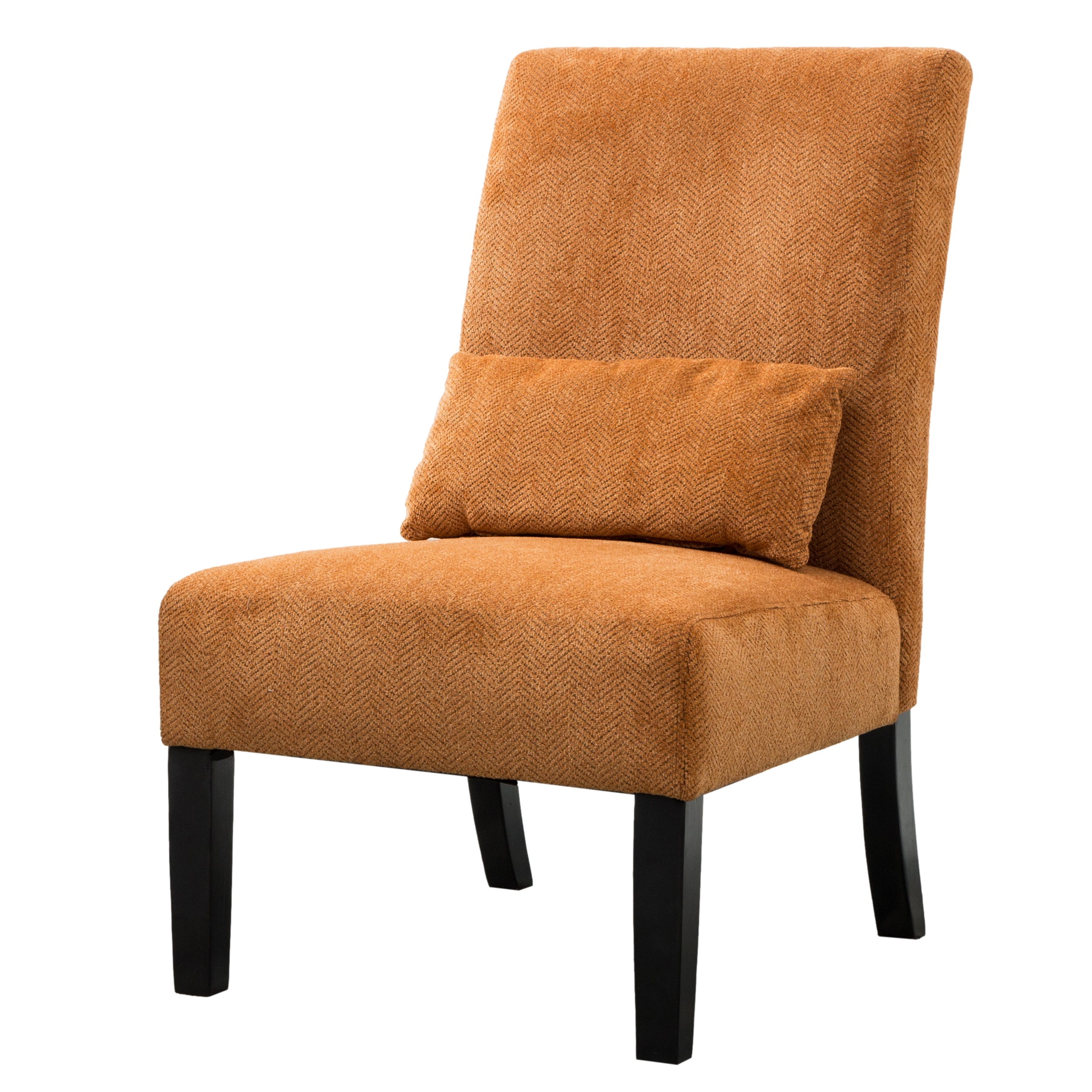 Pisano Contemporary Chenille Fabric Armless Accent Chair with Pillow, Orange