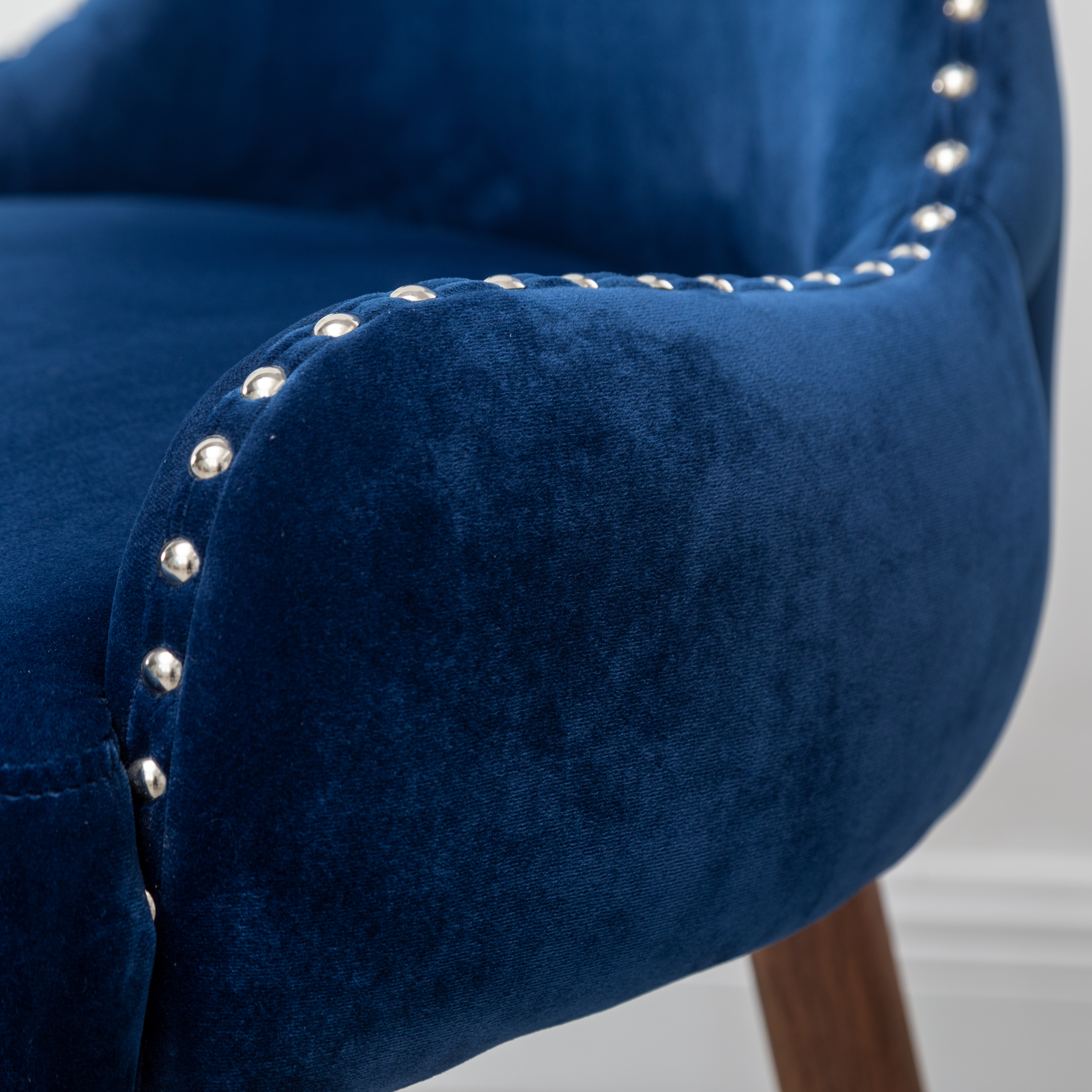 Lindale Contemporary Velvet Upholstered Nailhead Trim Accent Chair, Blue