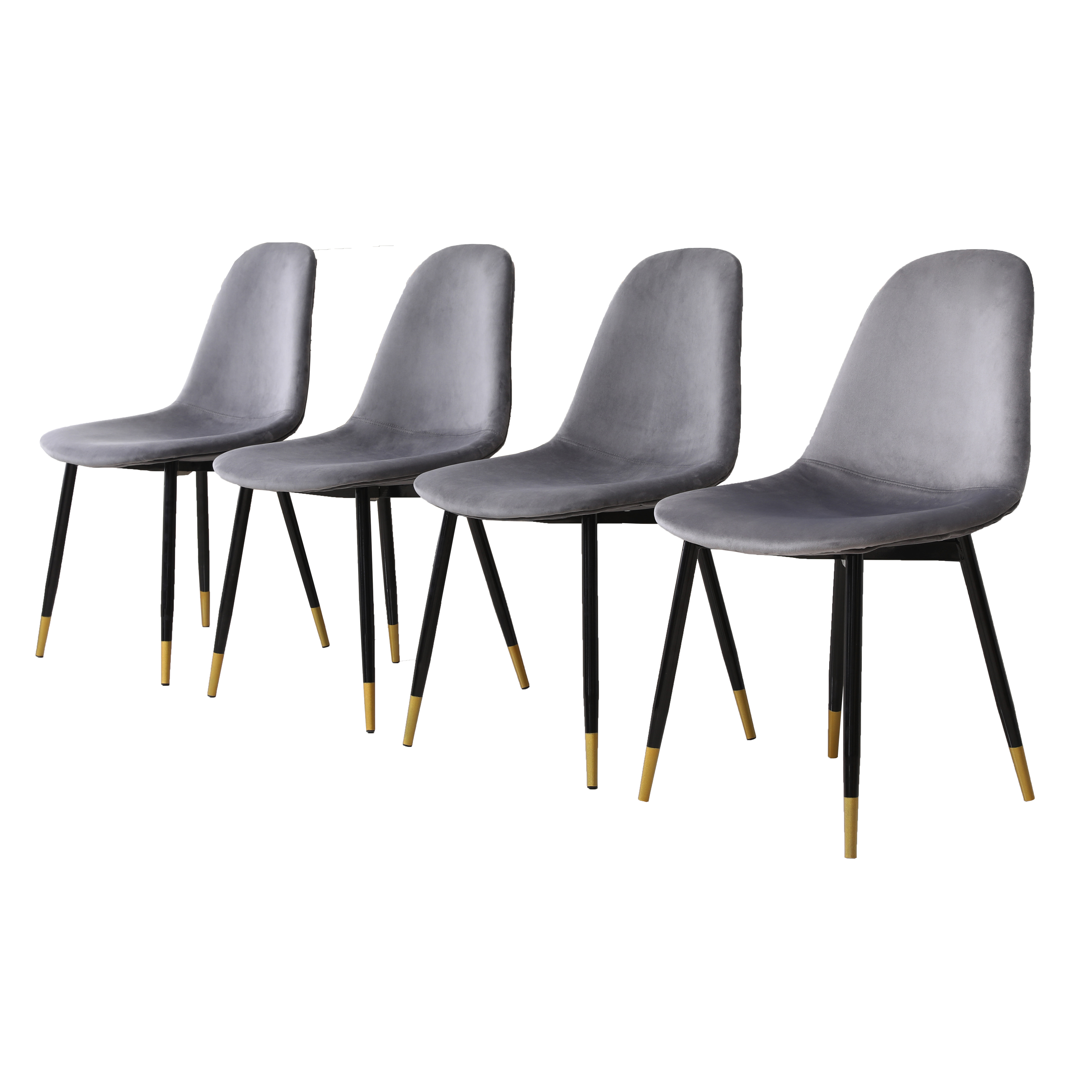 Lassan Contemporary Fabric Dining Chairs, Set of 4, Gray