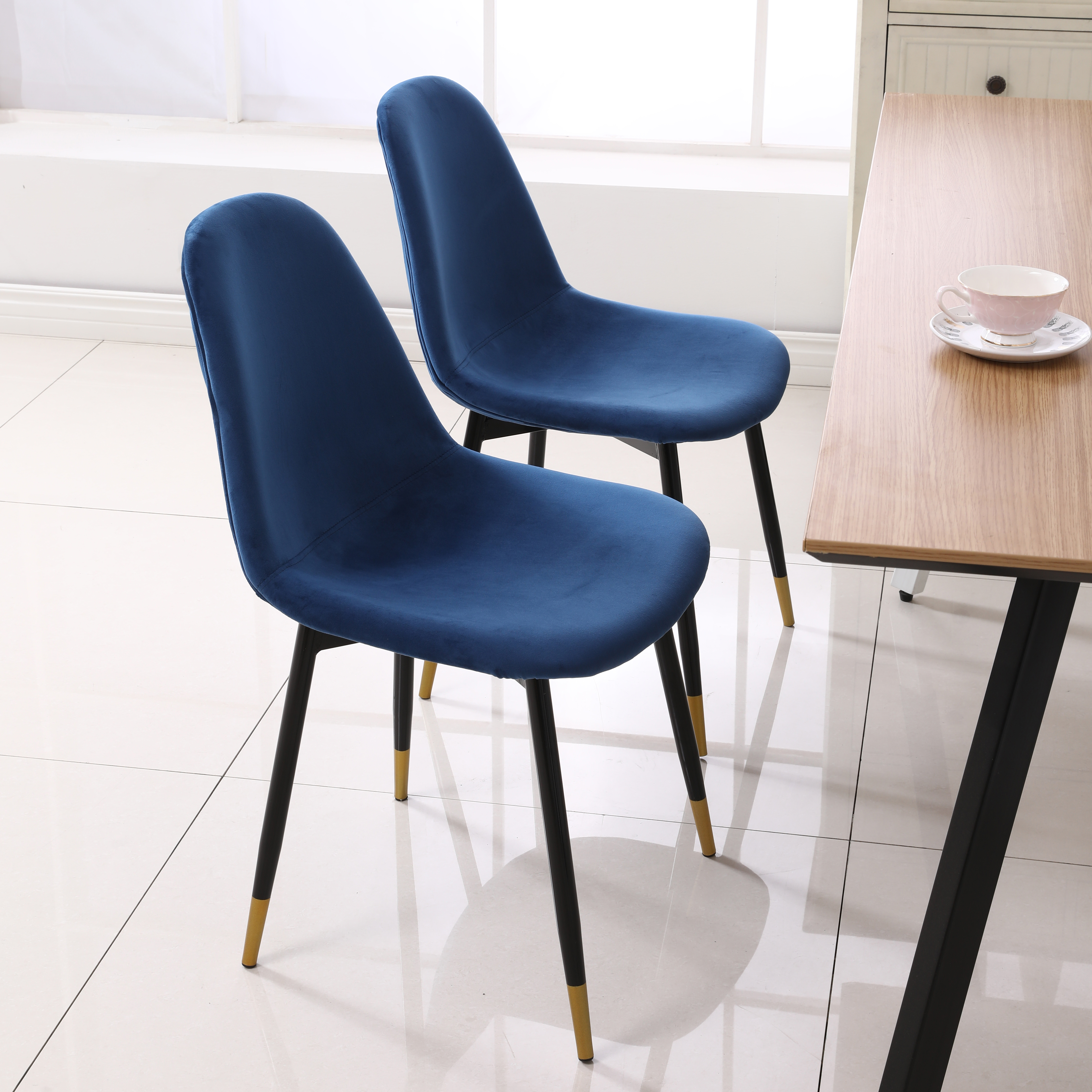 Lassan Contemporary Fabric Dining Chairs, Set of 4, Blue