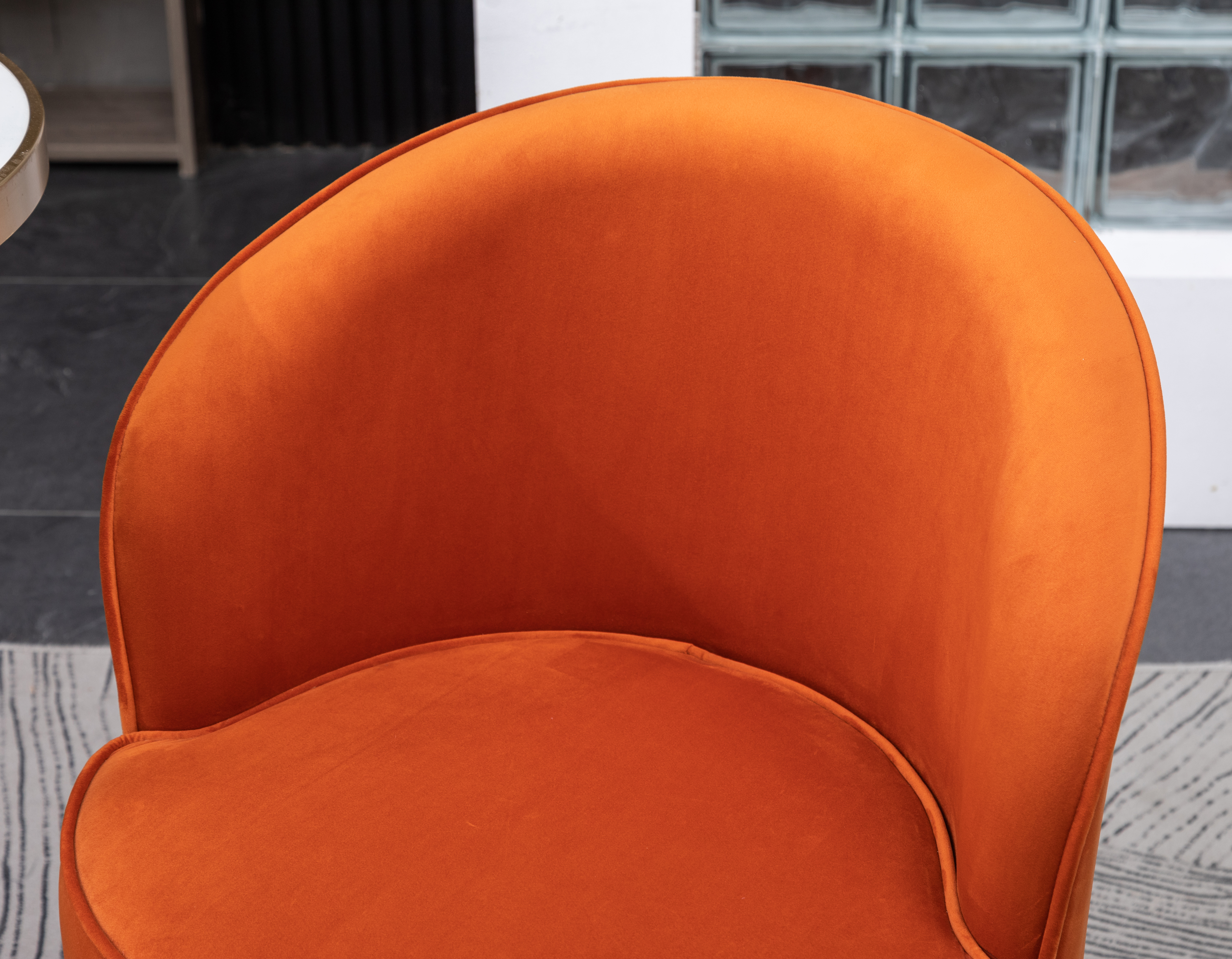 Wania Contemporary Velvet Swivel Chair, Orange