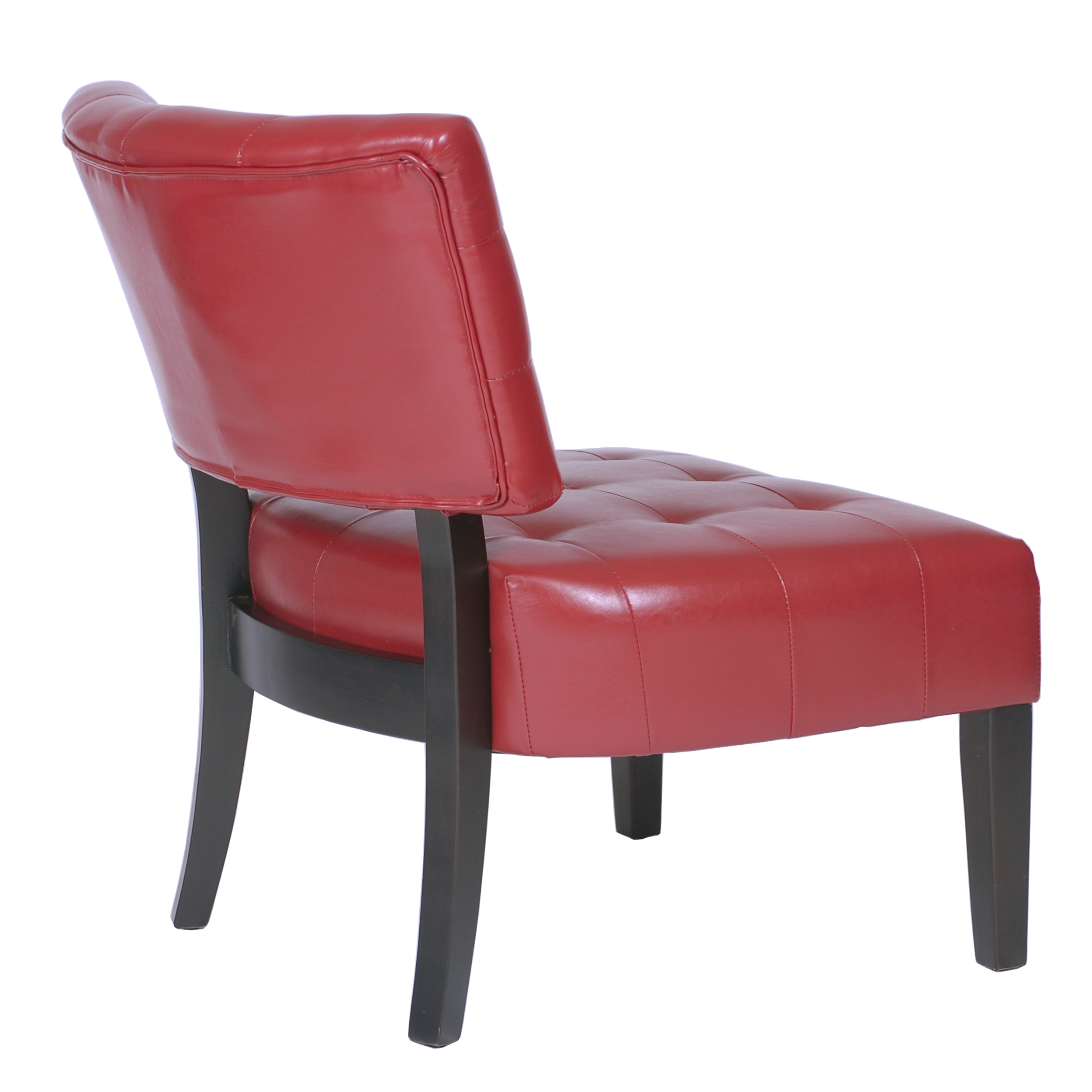 Blended Leather Tufted Accent Chair with Oversized Seating, Red