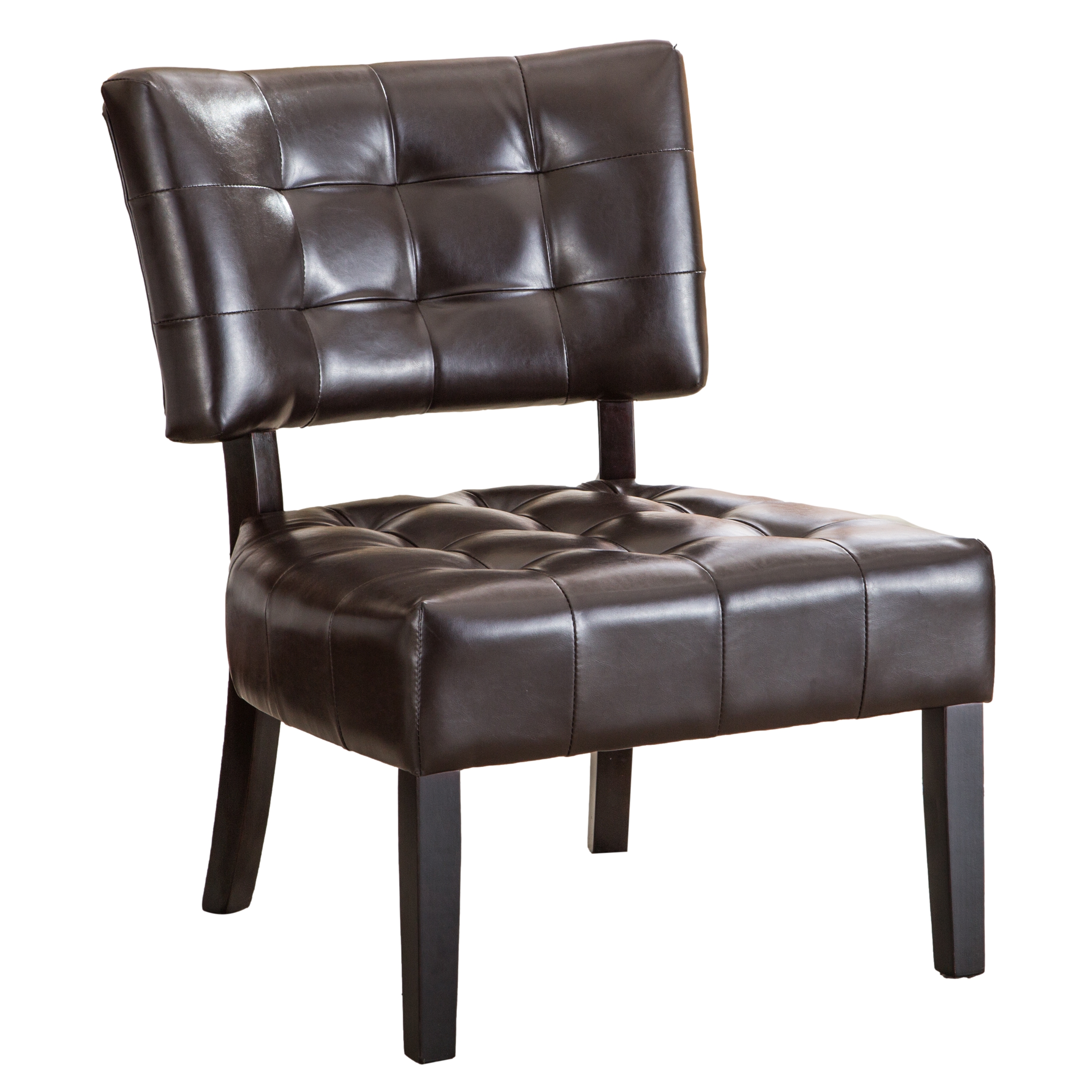 Roundhill Furniture Blended Leather Tufted Accent Chair with Oversized Seating, Brown