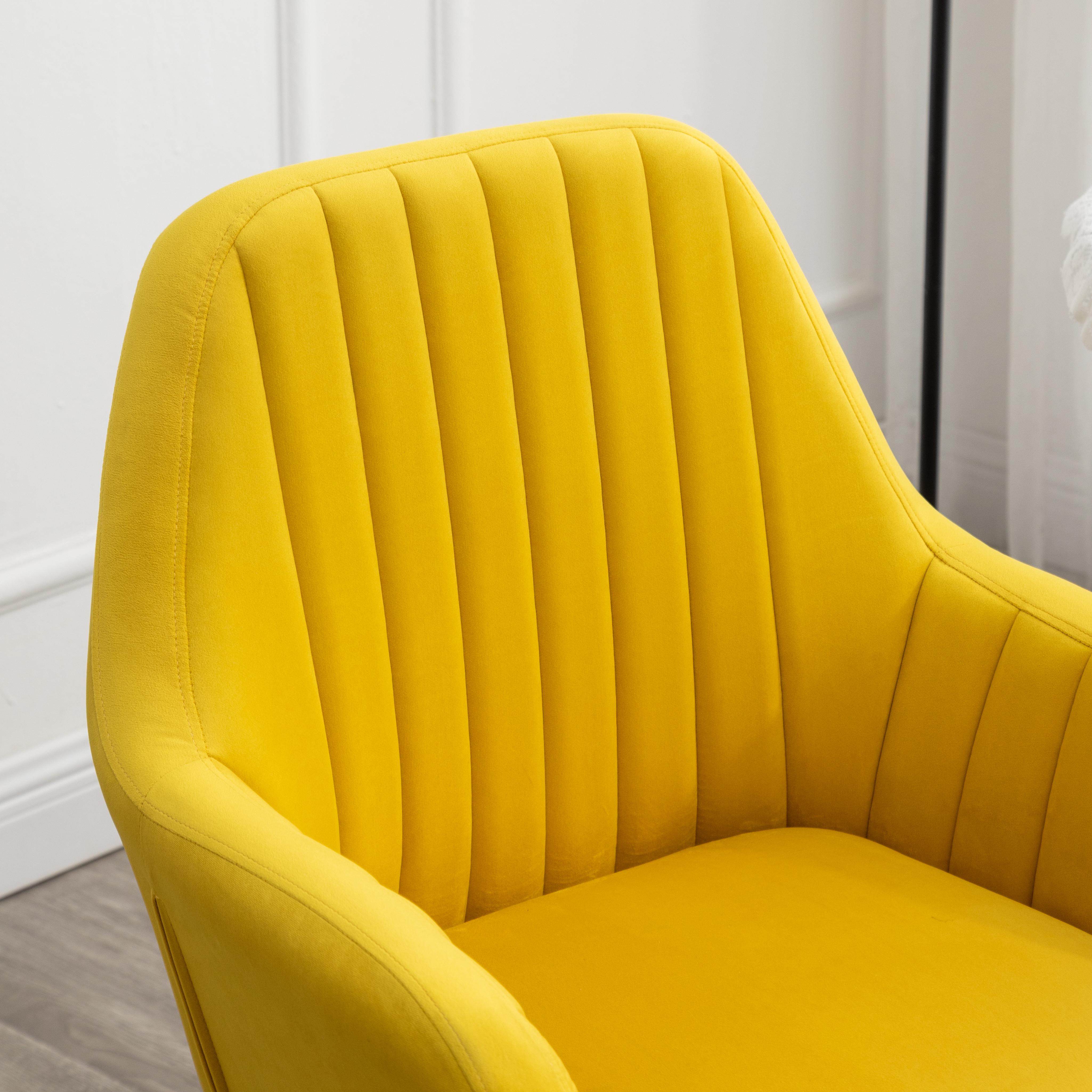 Tuchico Contemporary Velvet Upholstered Accent Chair, Yellow