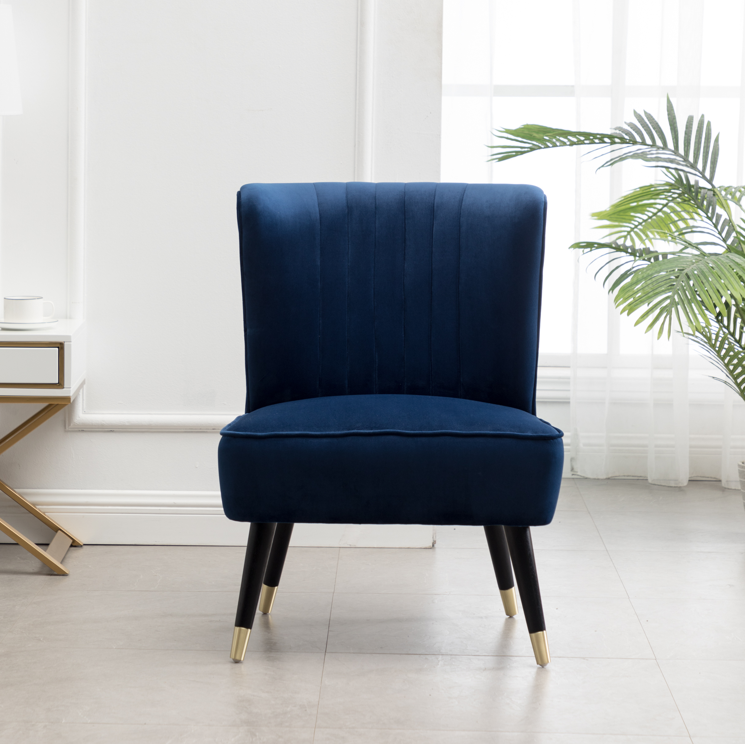 Elon Contemporary Velvet Upholstered Accent Chair, Blue