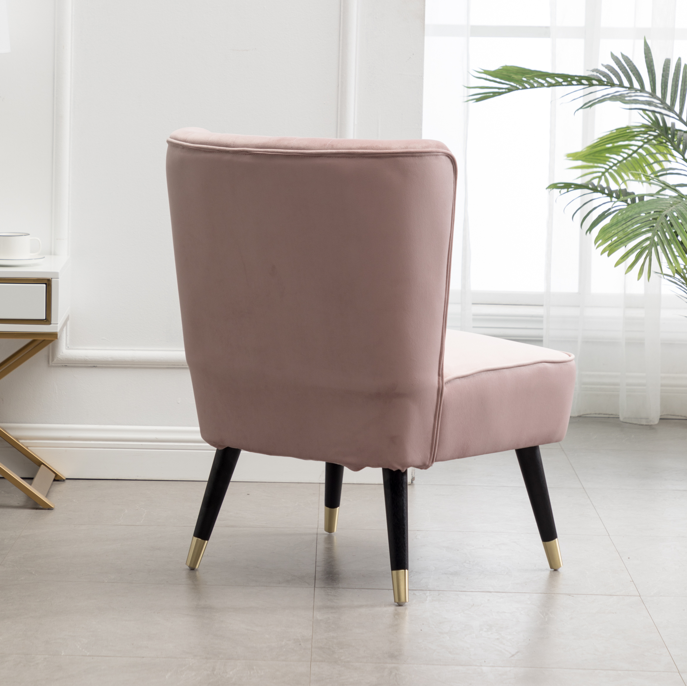 Elon Contemporary Velvet Upholstered Accent Chair, Pink