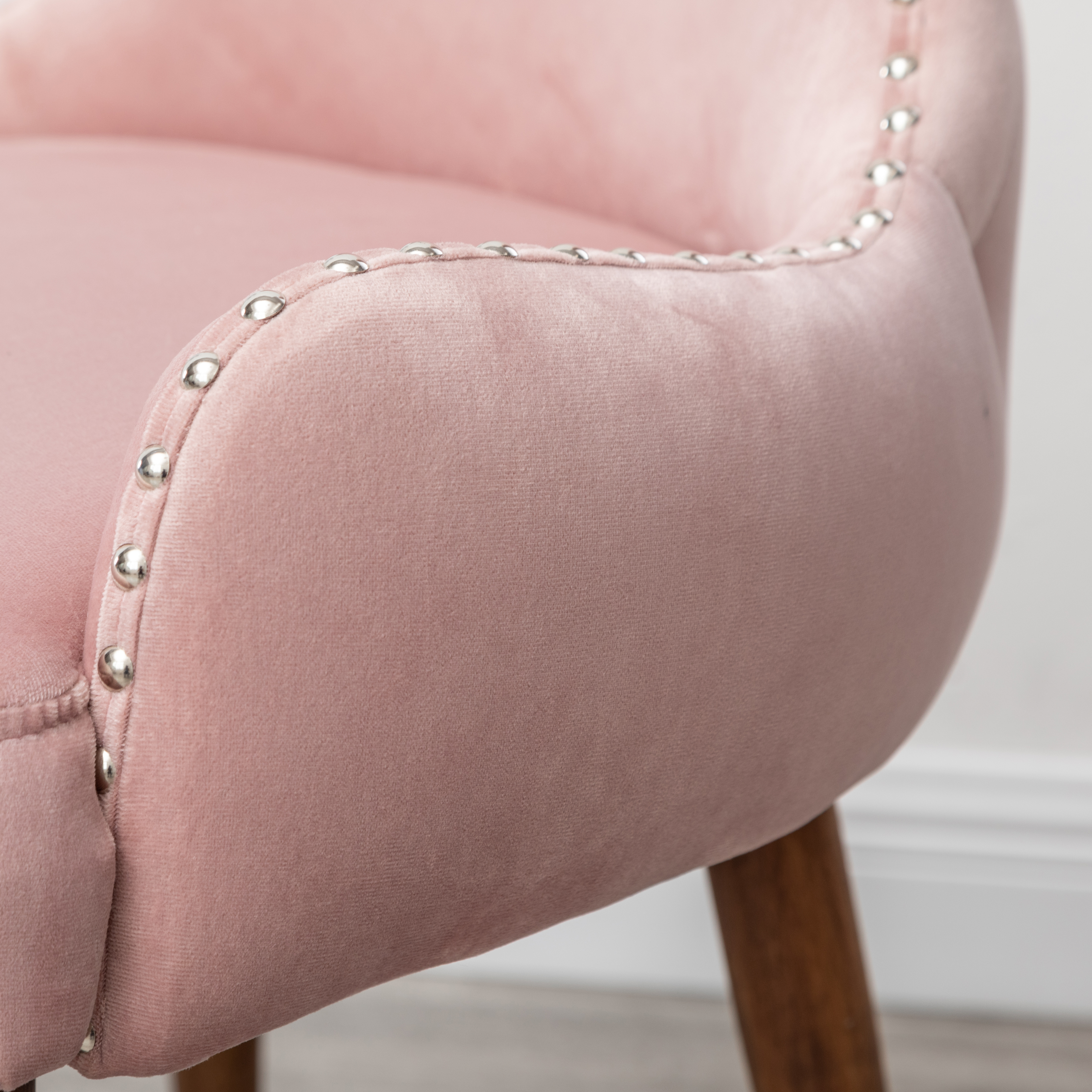 Lindale Contemporary Velvet Upholstered Nailhead Trim Accent Chair, Pink