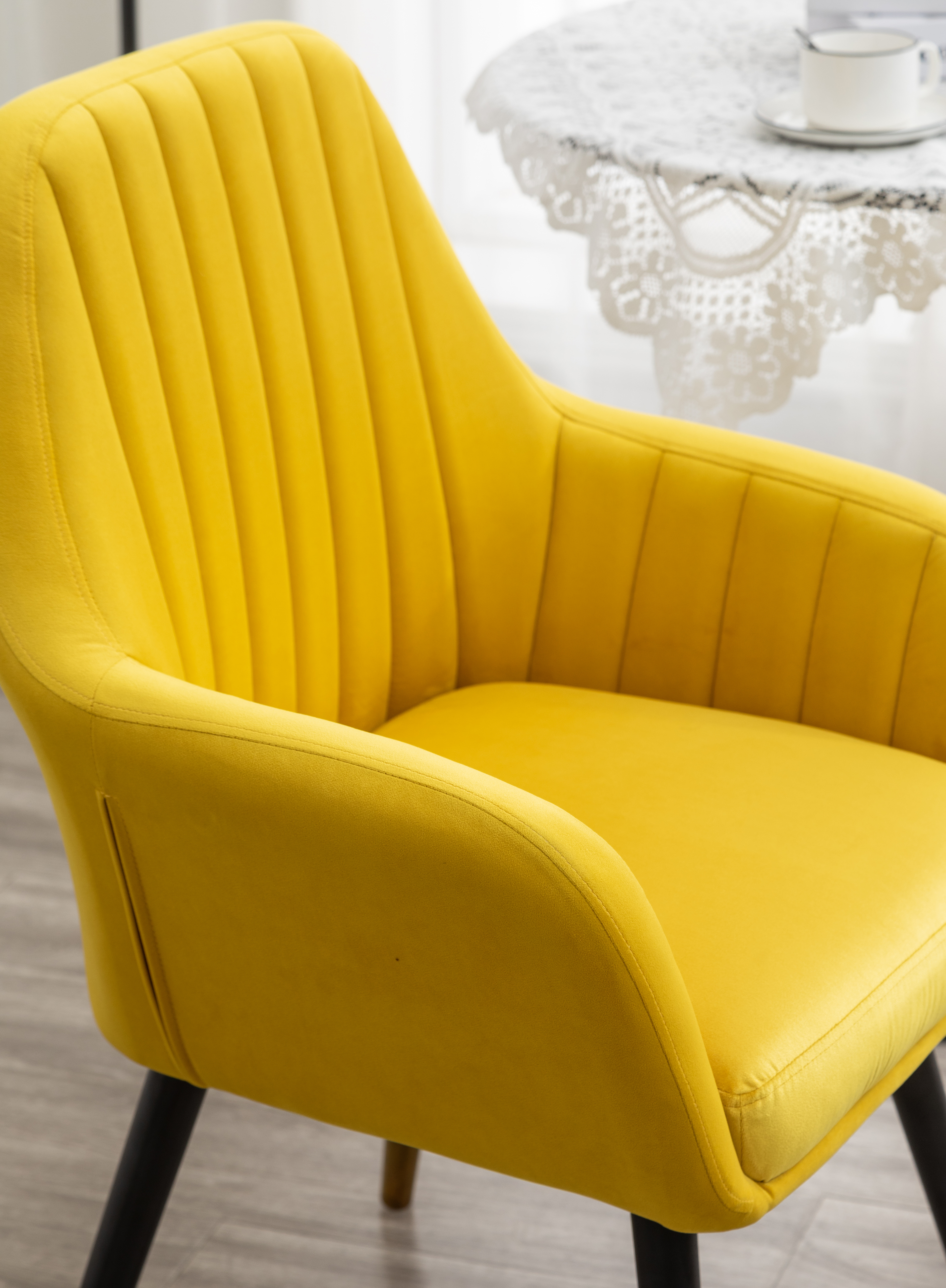 Tuchico Contemporary Velvet Upholstered Accent Chair, Yellow