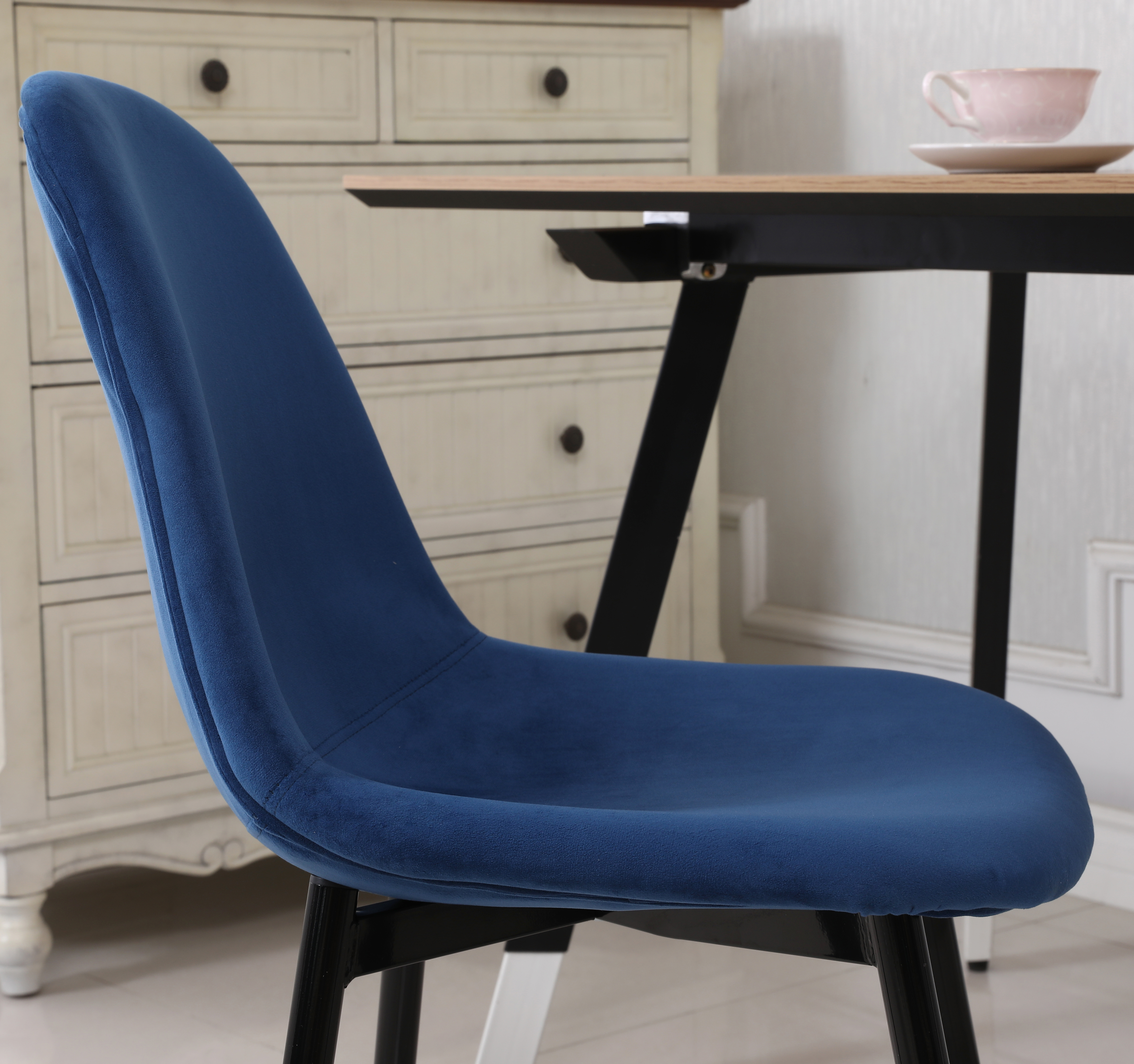 Lassan Contemporary Fabric Dining Chairs, Set of 4, Blue