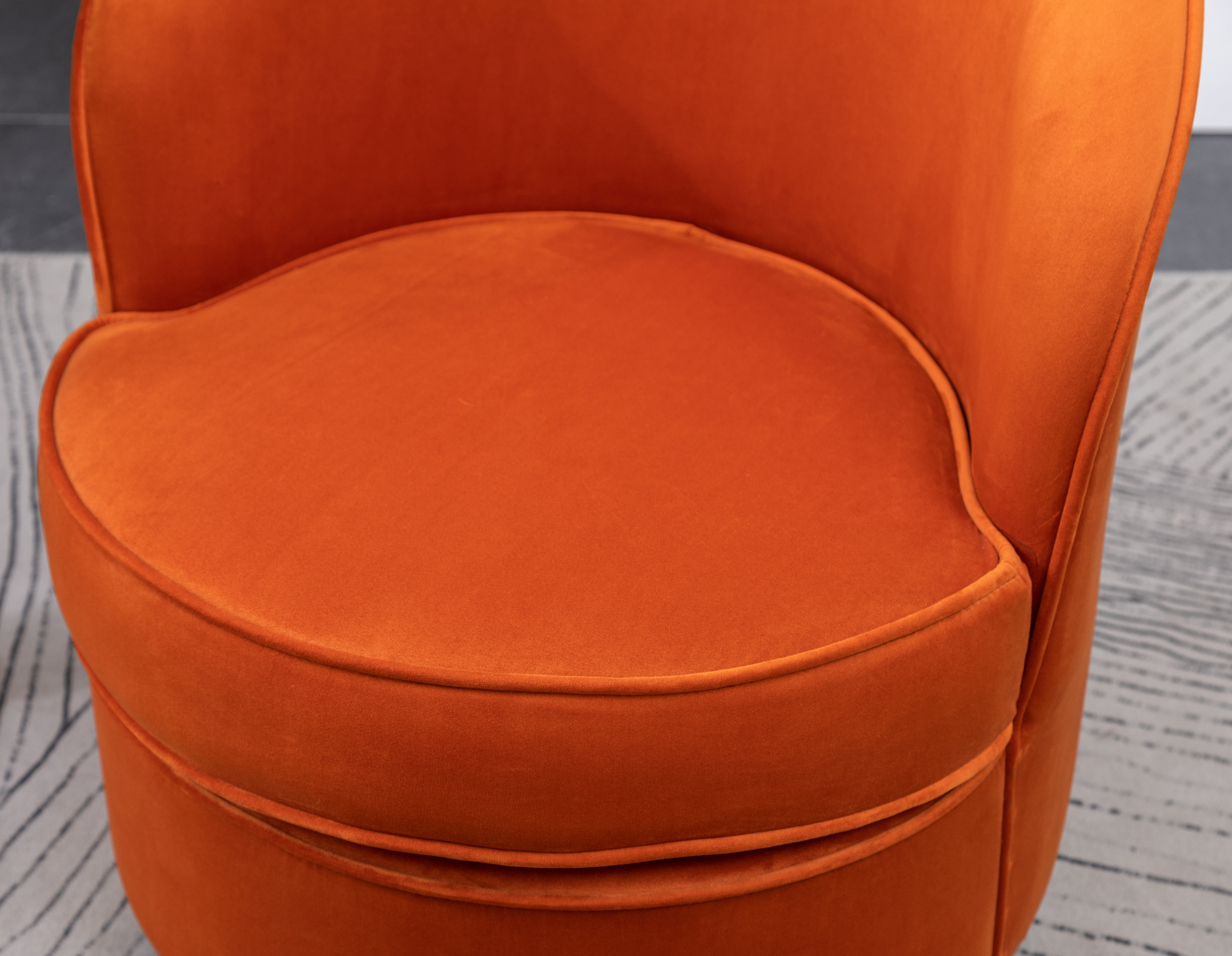 Wania Contemporary Velvet Swivel Chair, Orange