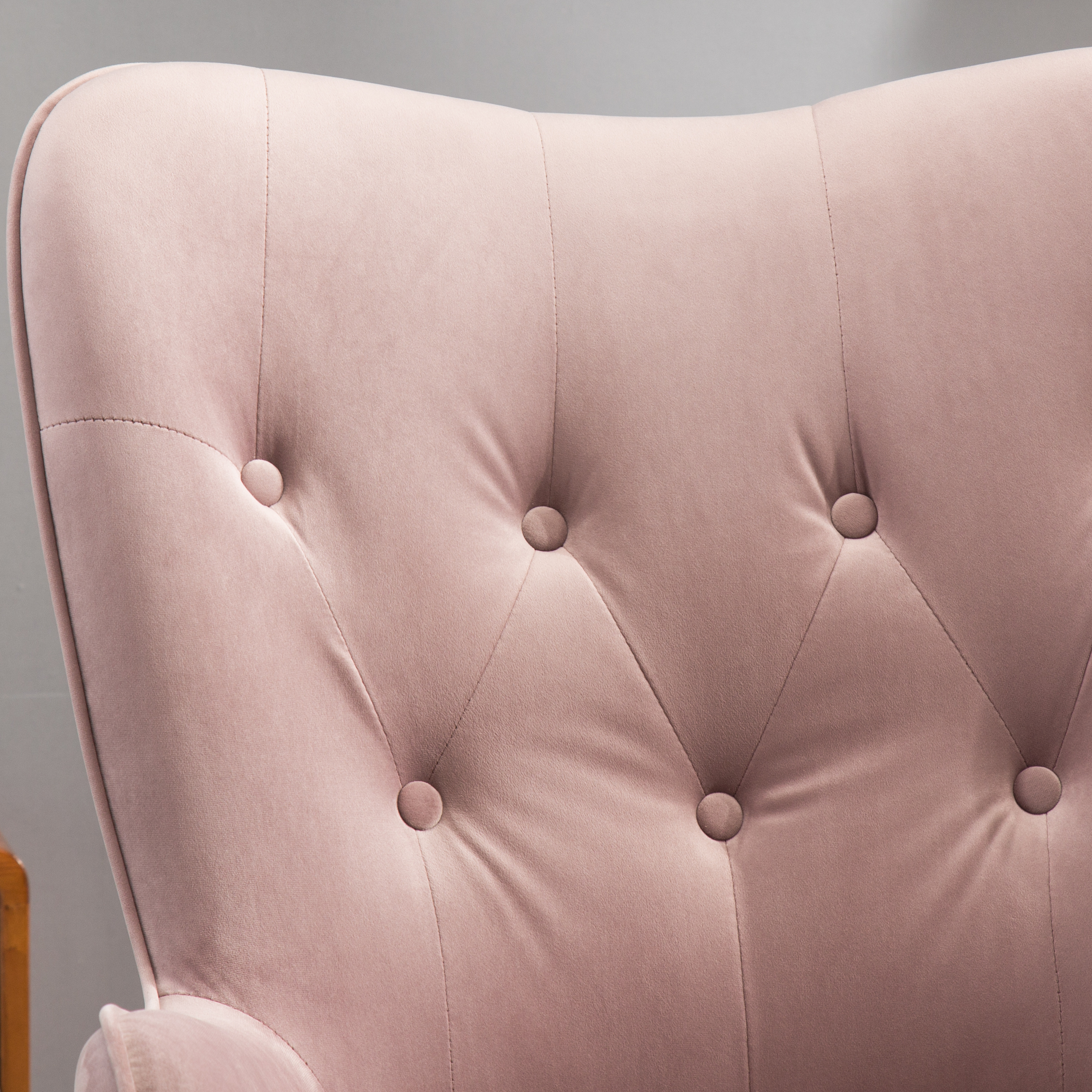 Doarnin Contemporary Silky Velvet Tufted Button Back Accent Chair, Mauve