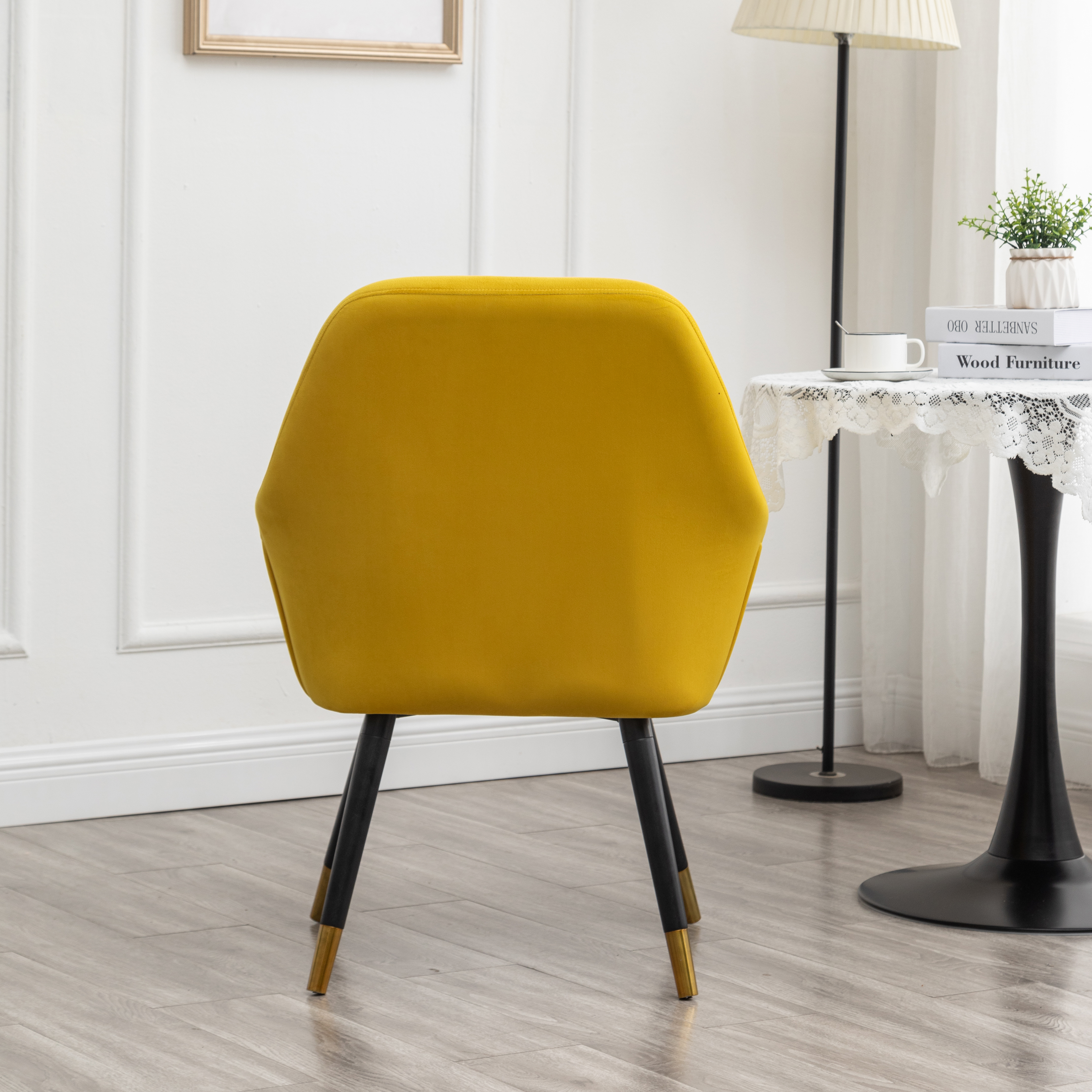 Tuchico Contemporary Velvet Upholstered Accent Chair, Yellow