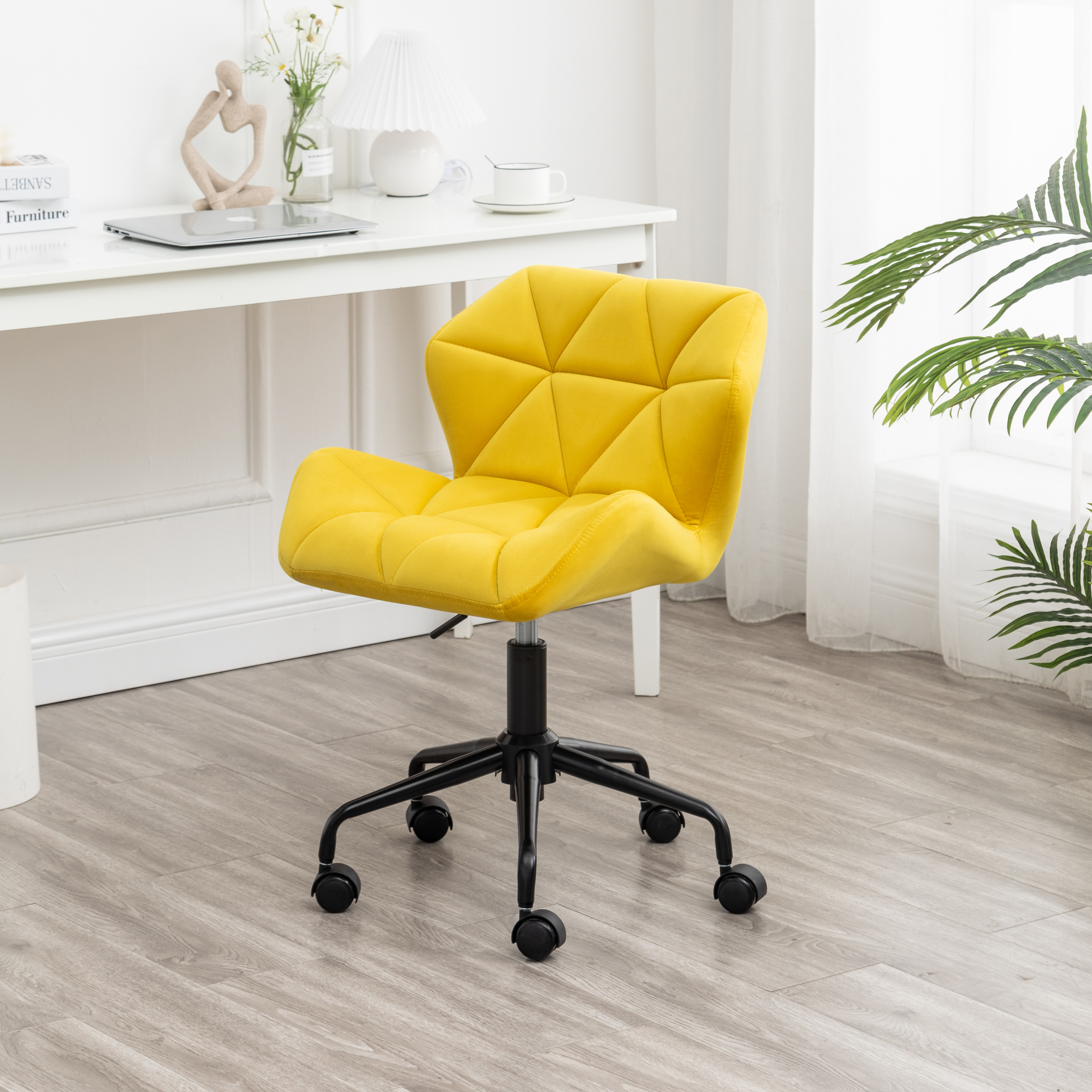 Eldon Diamond Tufted Adjustable Swivel Office Chair, Yellow