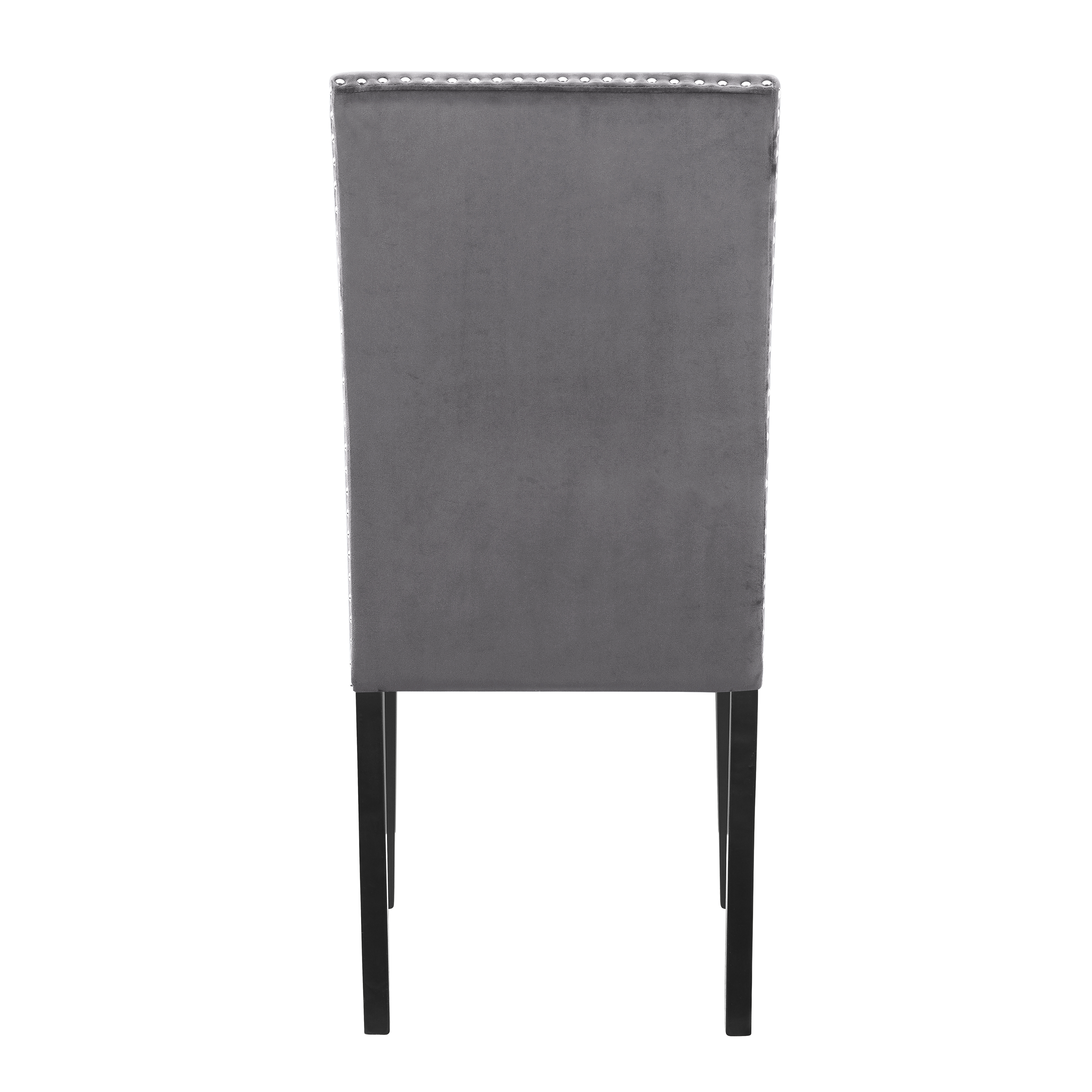 Cobre Contemporary Velvet Dining Chair with Nailhead Trim, Set of 2, Gray