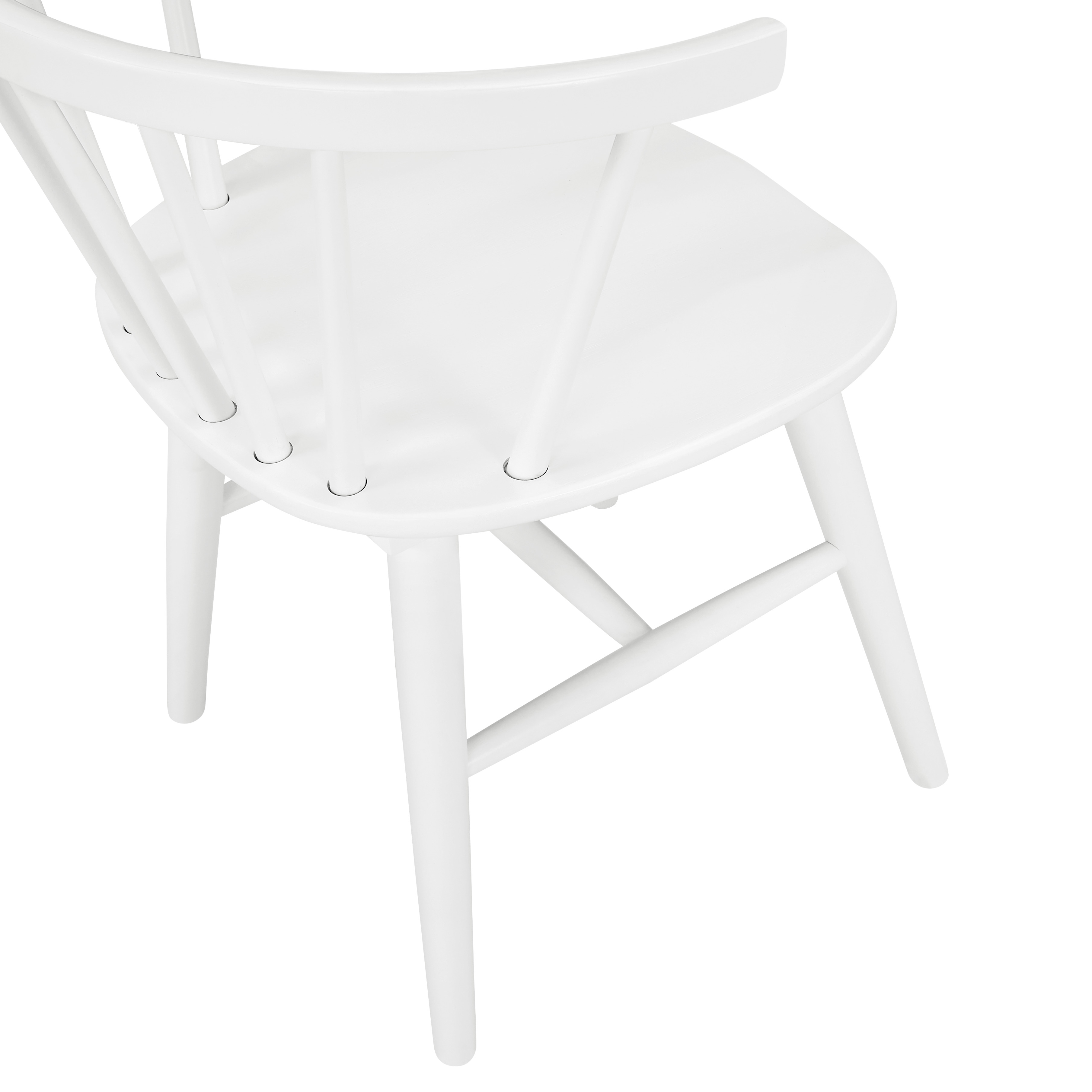 Alwynn Contemporary Wooden Spindle Back Dining Chairs, Windsor Chairs, Set of 2, White