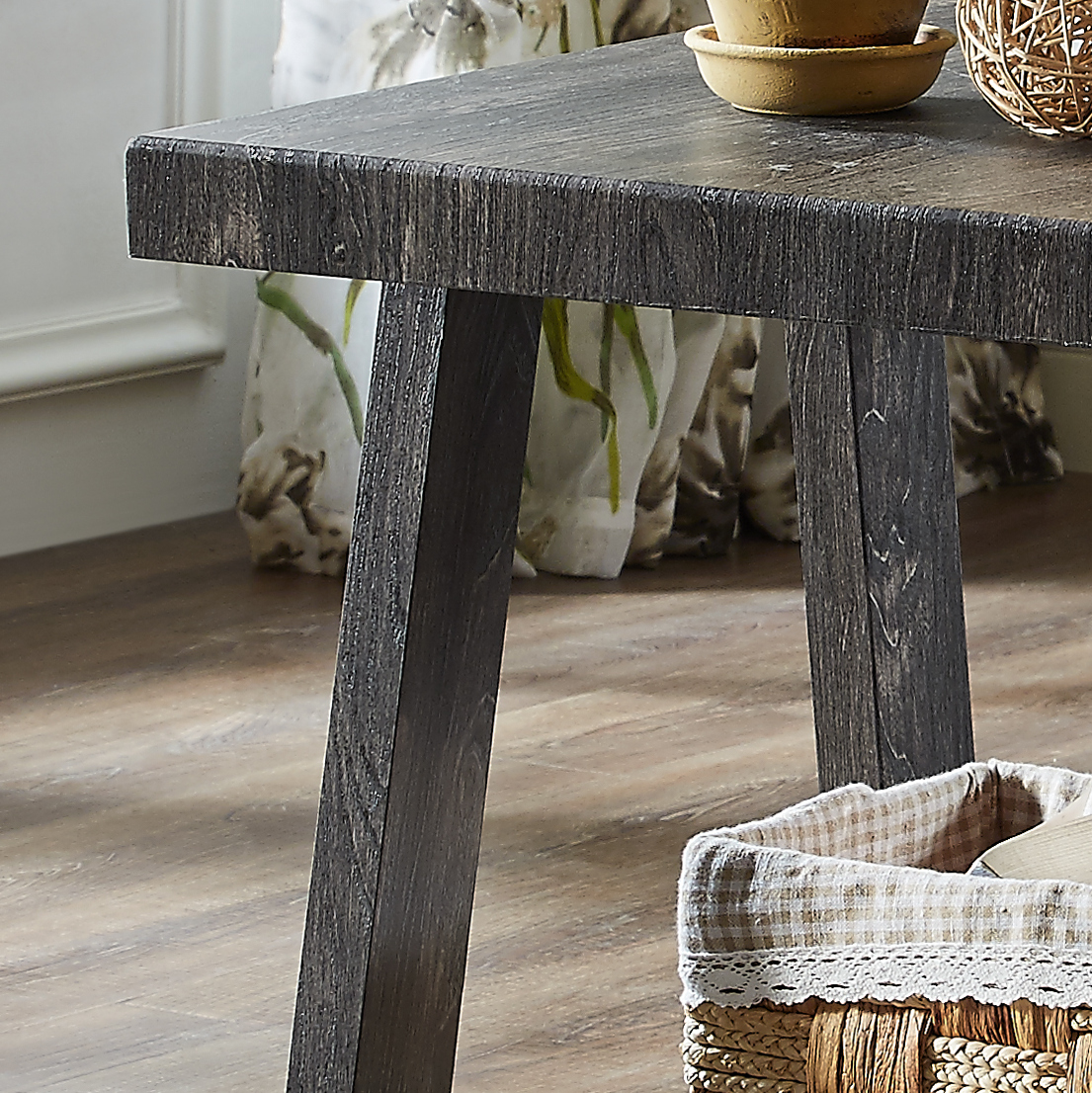 Athens Contemporary Replicated Wood Shelf End Table in Charcoal Finish