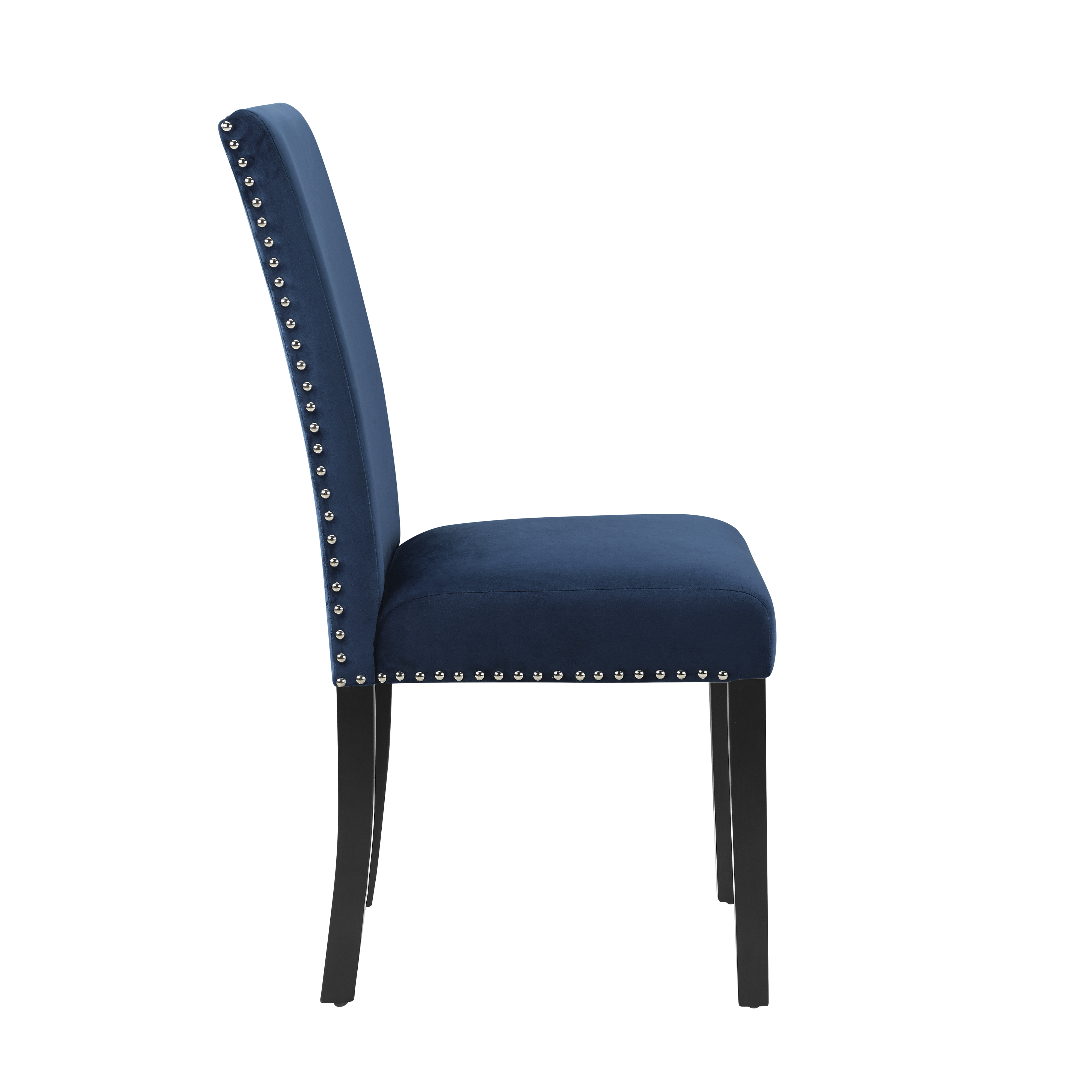 Cobre Contemporary Velvet Dining Chair with Nailhead Trim, Set of 2, Blue