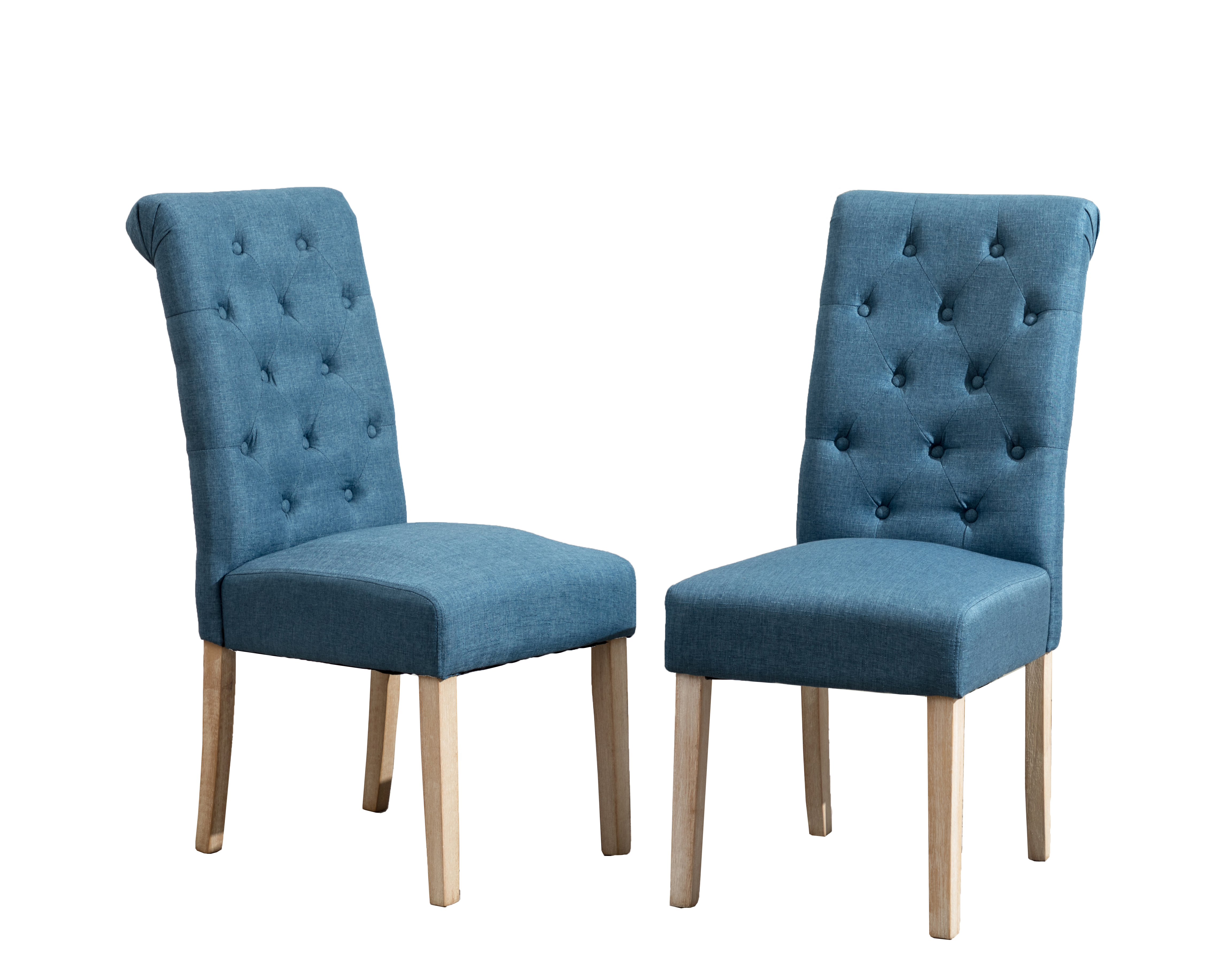 Habit Solid Wood Tufted Parsons Dining Chair, Set of 2, Blue