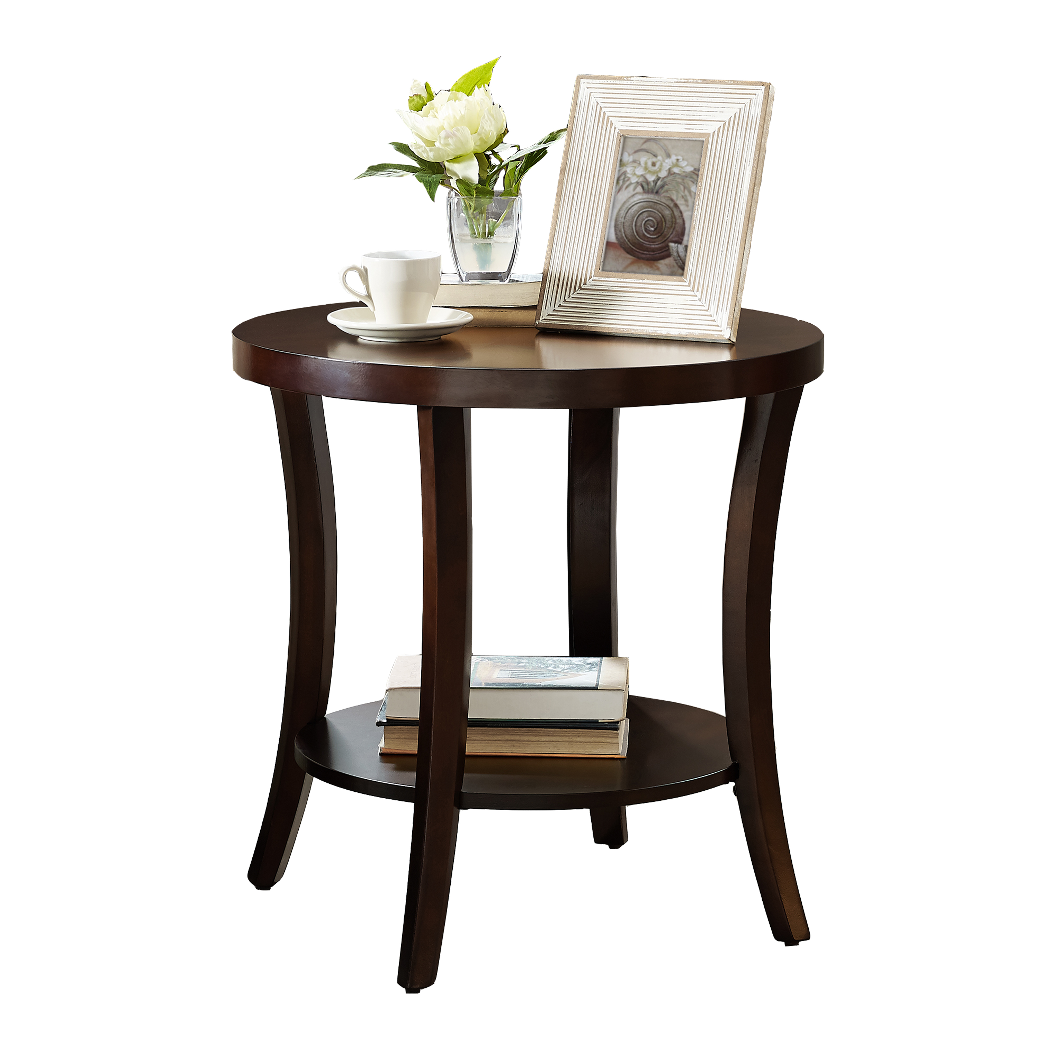 Perth Contemporary Oval Shelf End Table, Espresso