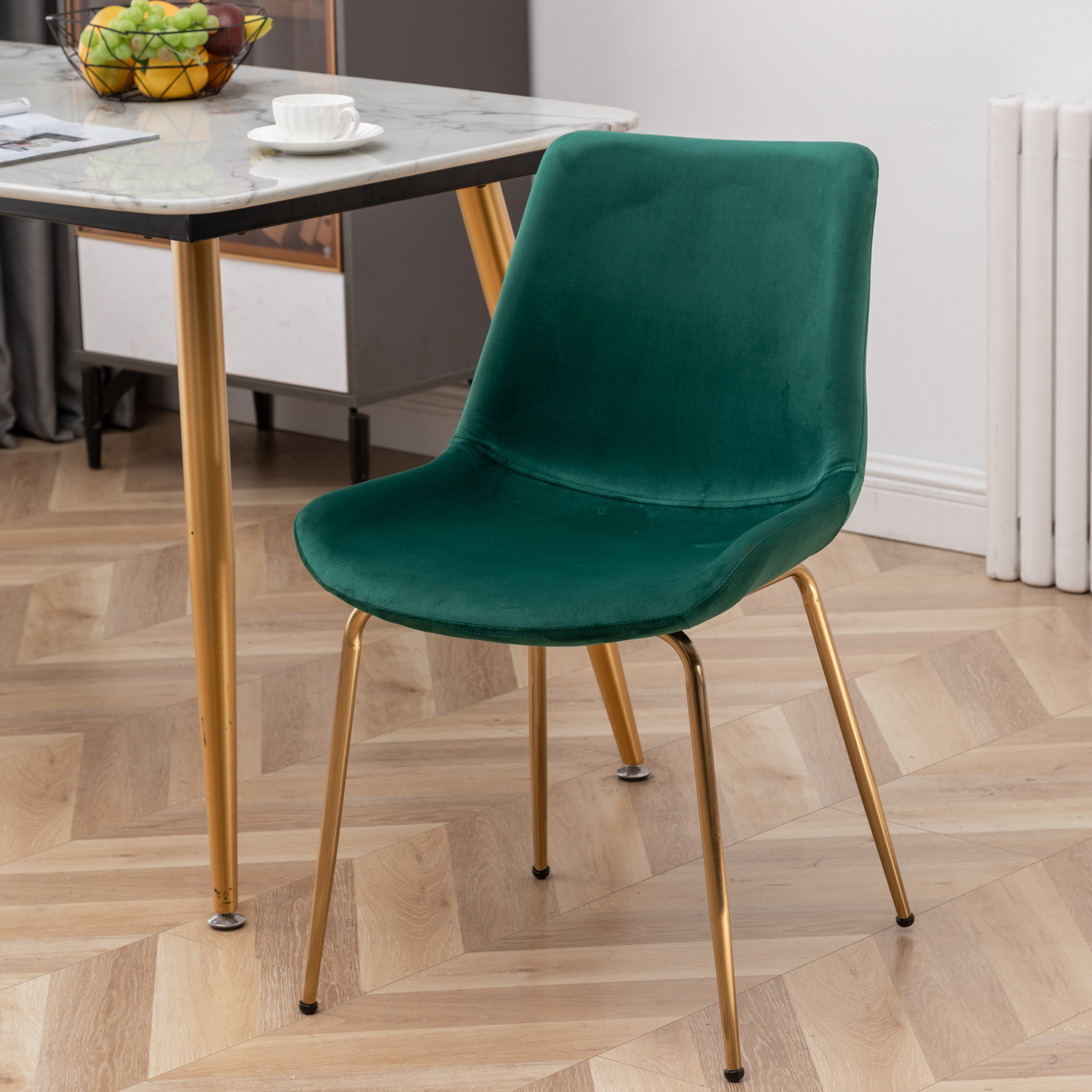 Aufurr Modern Velvet Dining Chair, Set of 2, Green