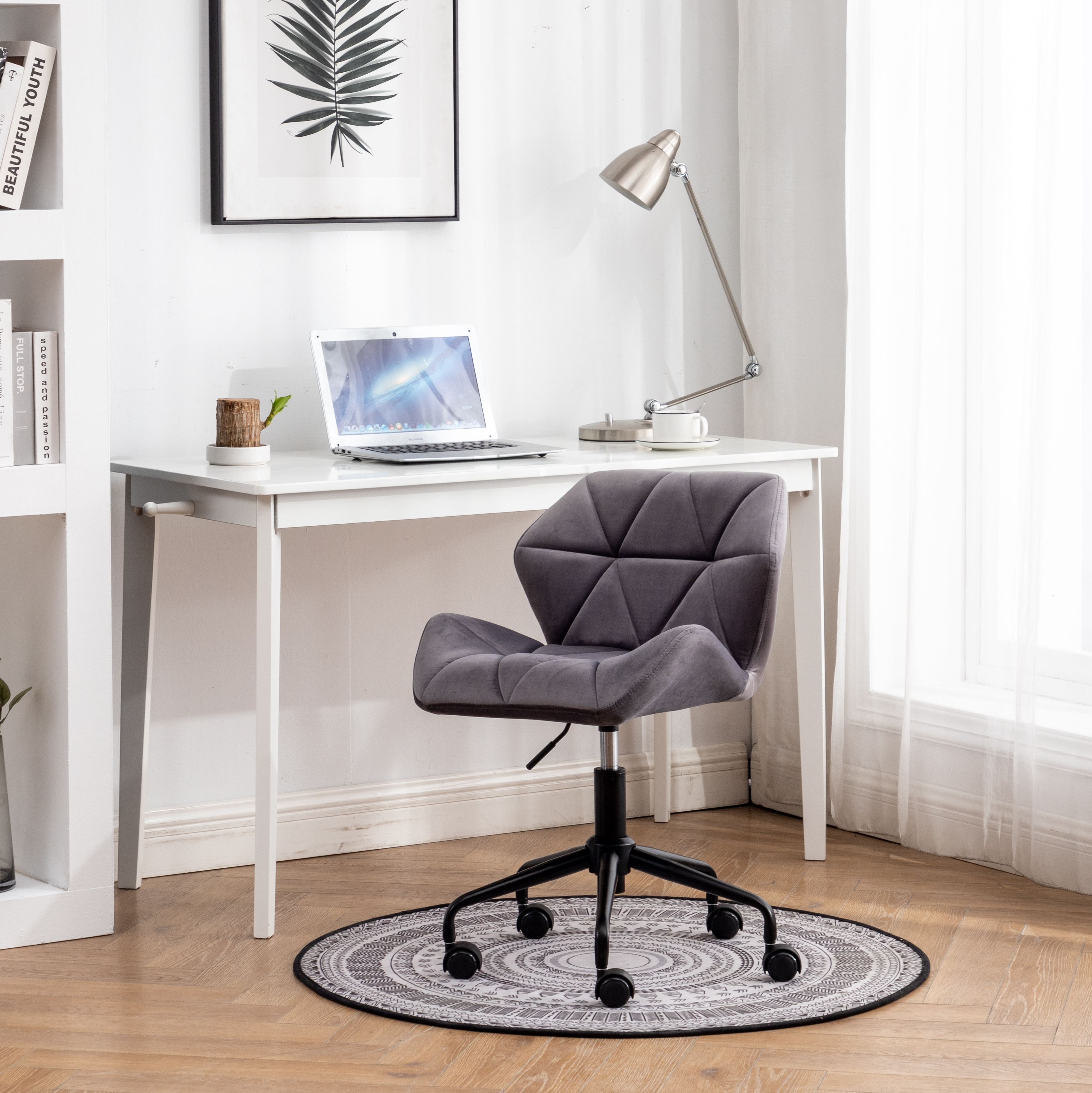 Eldon Diamond Tufted Adjustable Swivel Office Chair, Gray