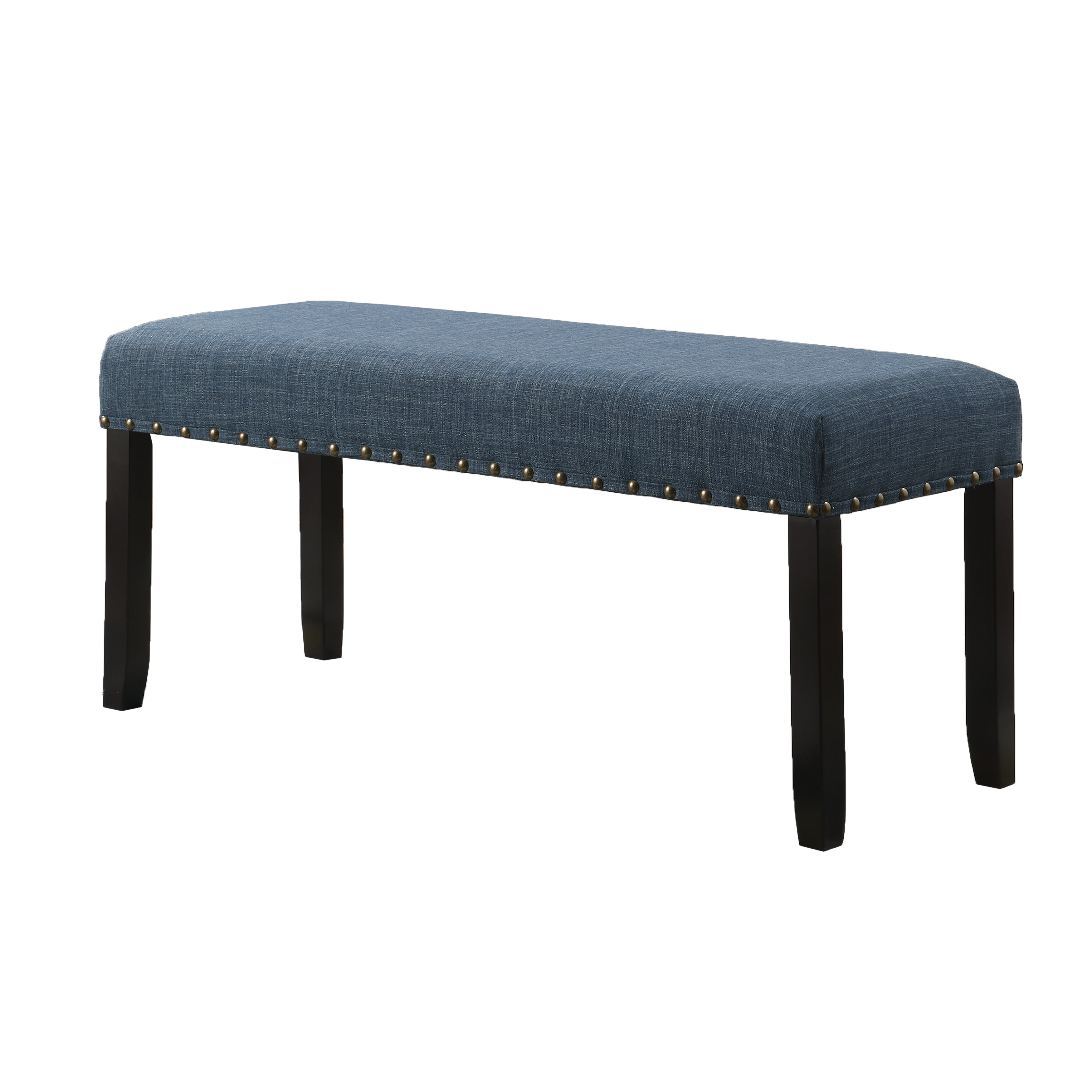 Biony Fabric Dining Bench with Nailhead Trim, Blue