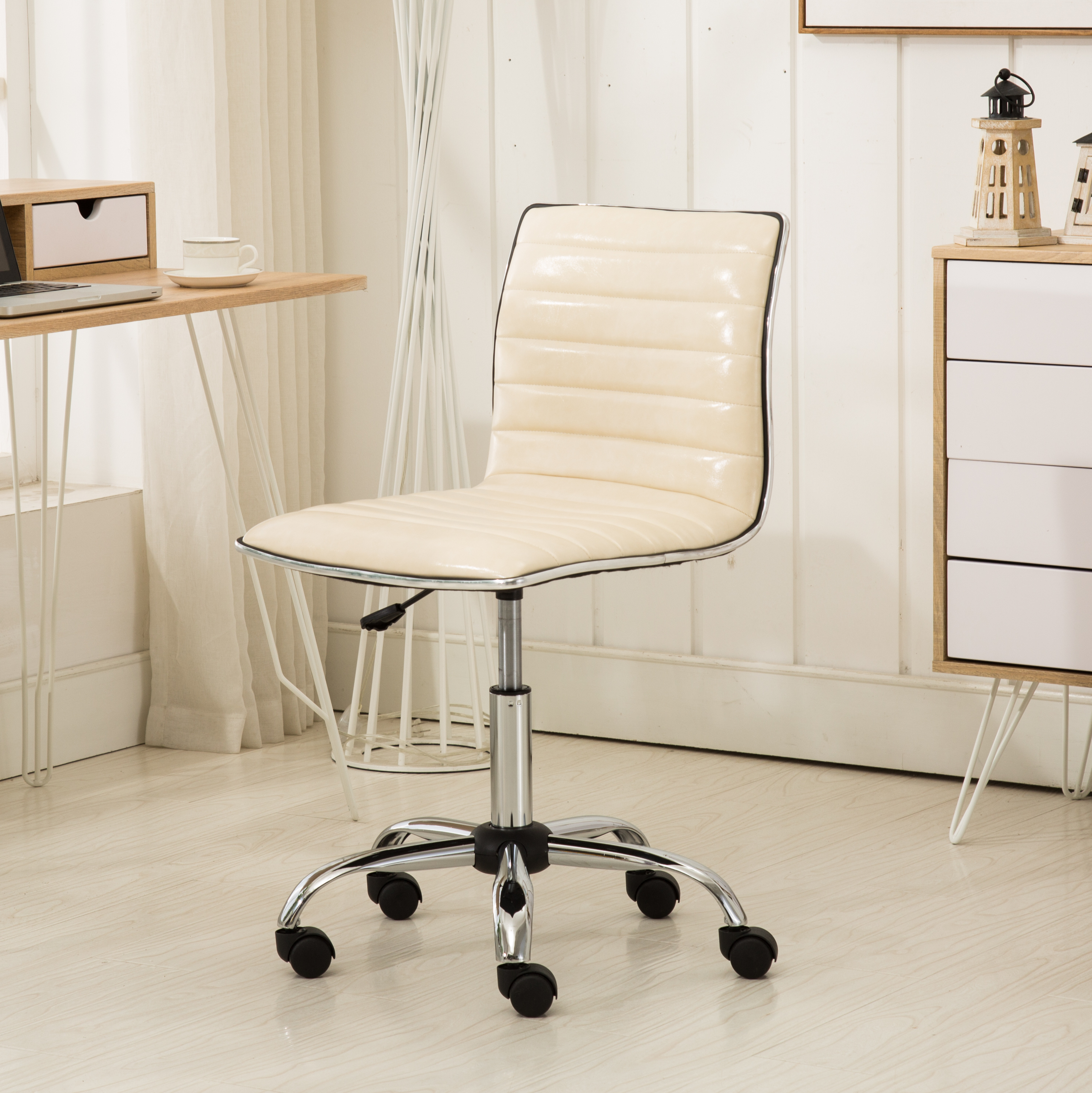 Fremo Chromel Adjustable Air Lift Office Chair, Beige