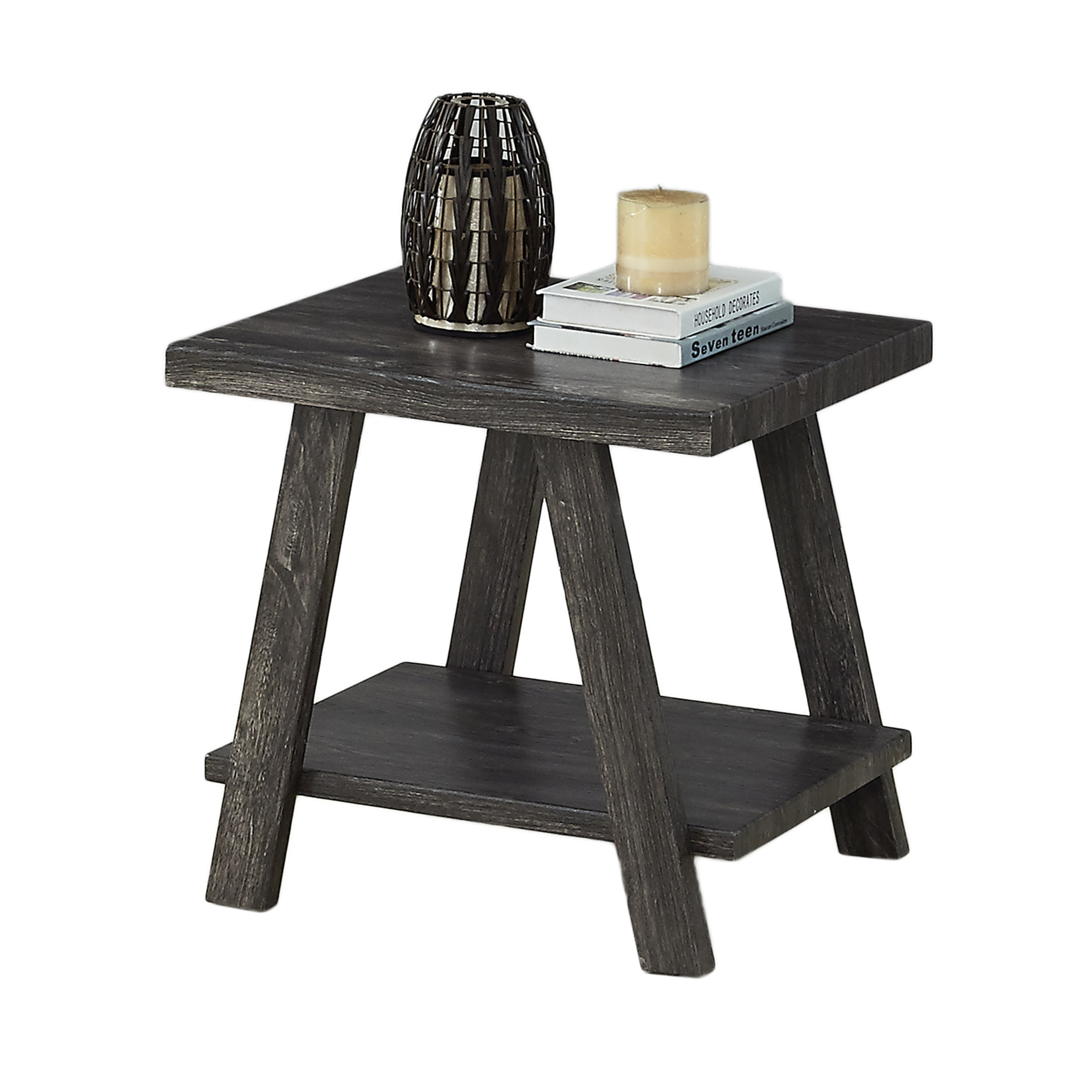 Athens Contemporary Replicated Wood Shelf End Table in Charcoal Finish