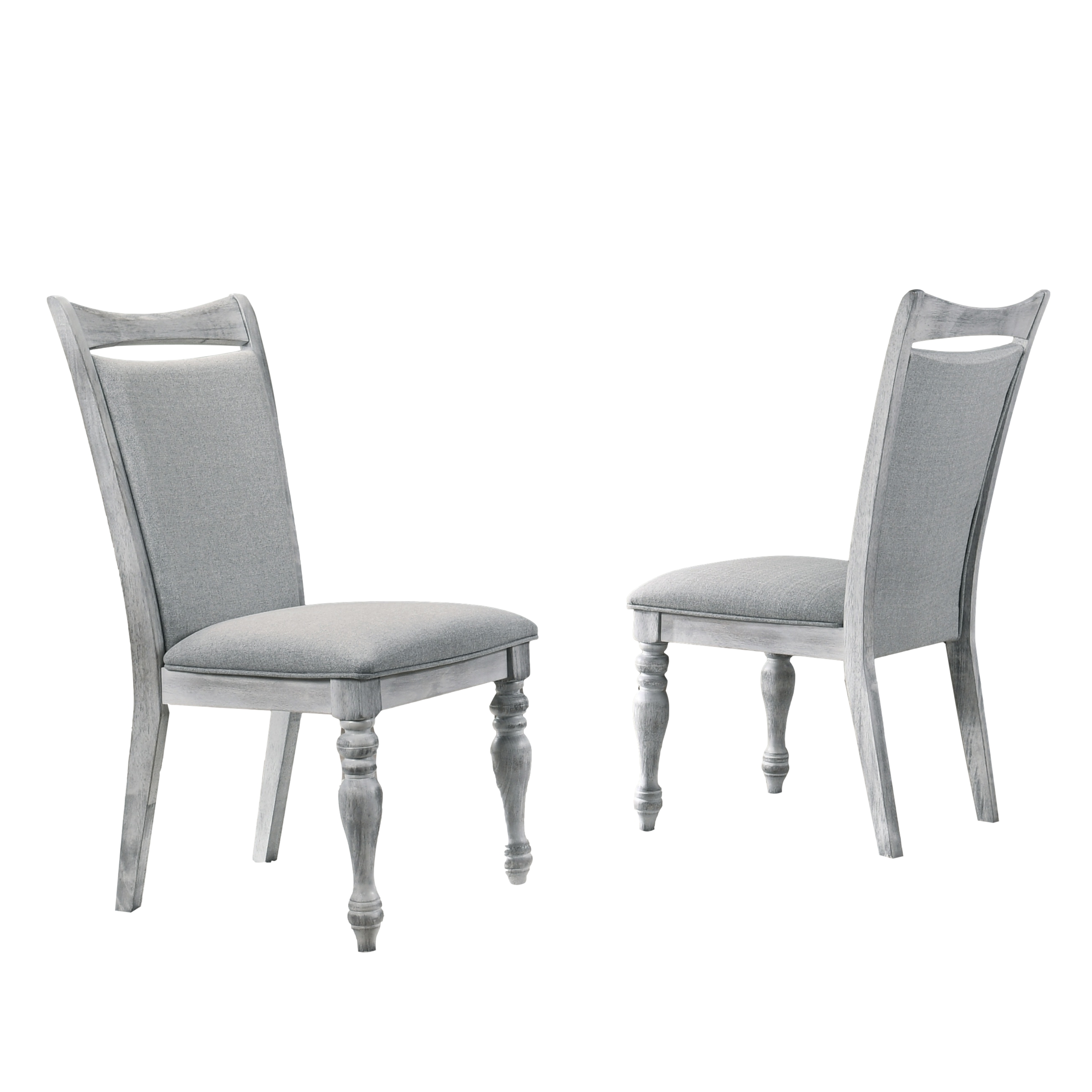 Salines Upholstered Turned Leg Dining Chairs, Set of 2, Rustic White