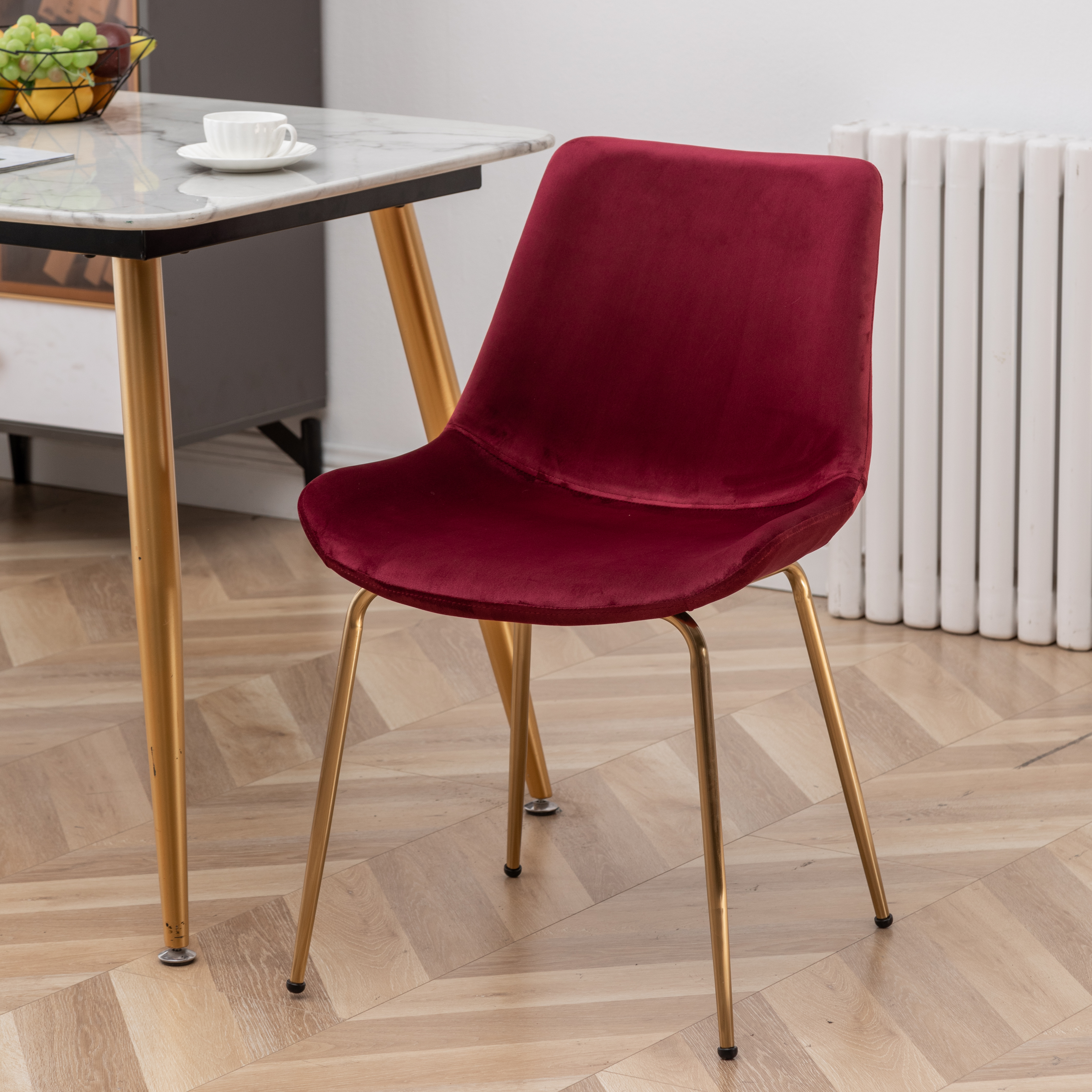 Aufurr Modern Velvet Dining Chair, Set of 2, Red