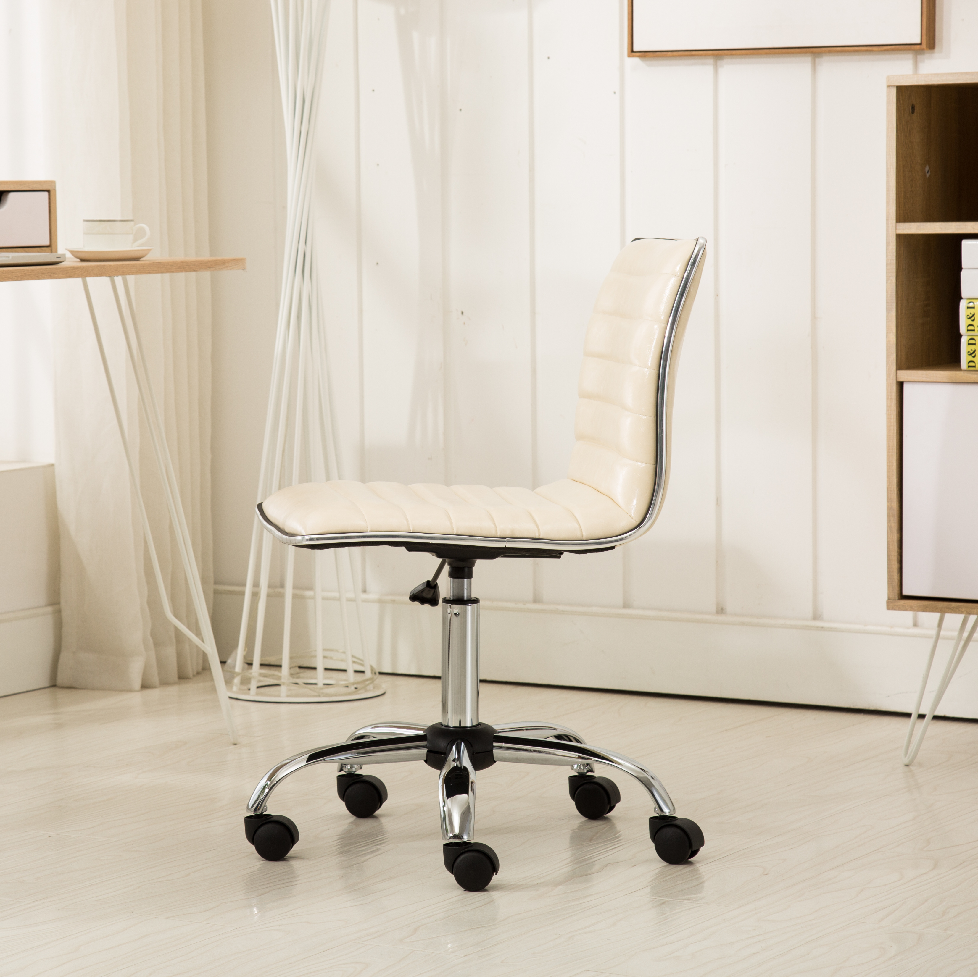 Fremo Chromel Adjustable Air Lift Office Chair, Beige