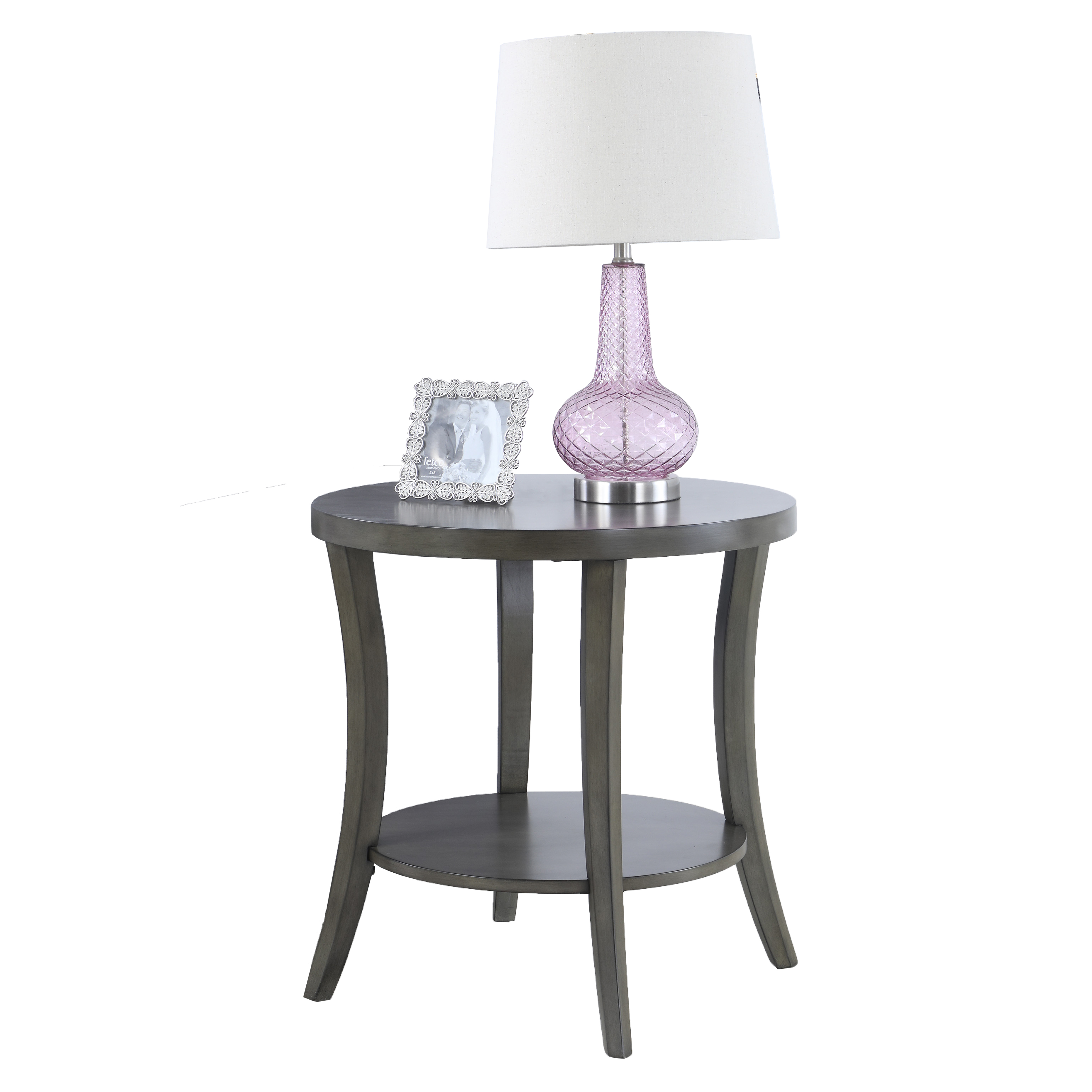 Perth Contemporary Oval Shelf End Table, Gray