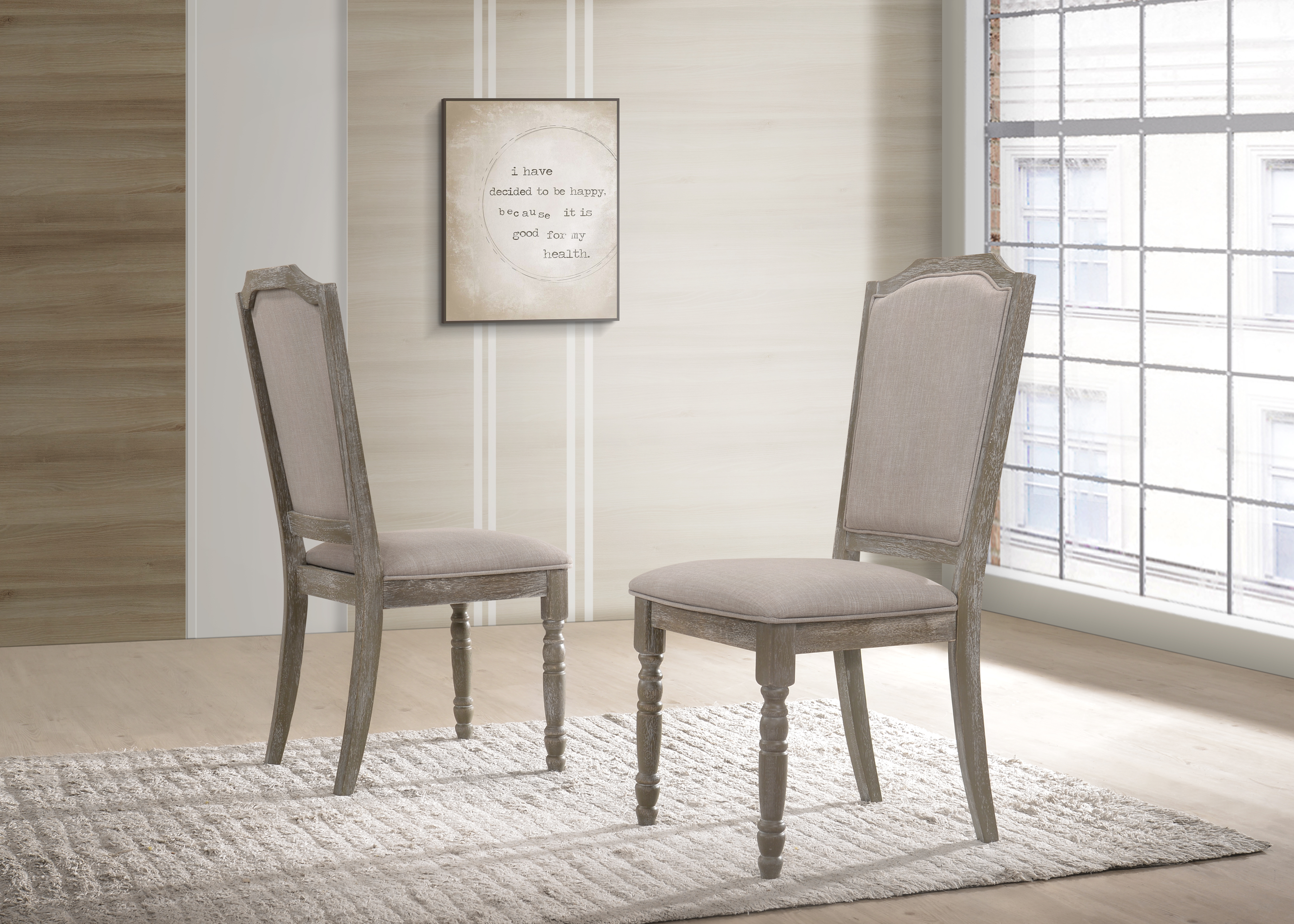 Ferran Wood Pedestal Dining Chair in Reclaimed Gray, Set of 2