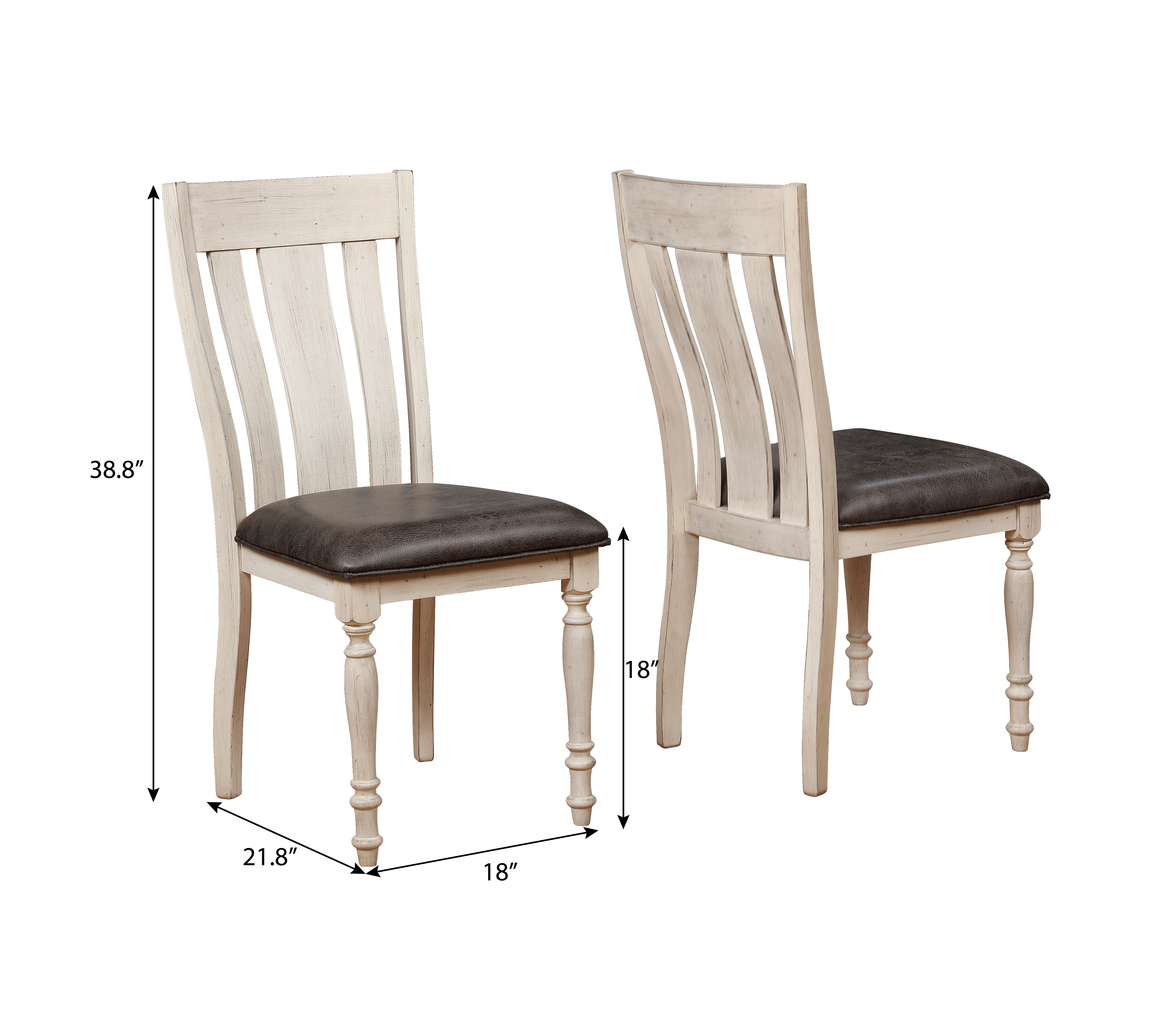 Arch Weathered Oak Turned Leg Dining Chair Set of 2