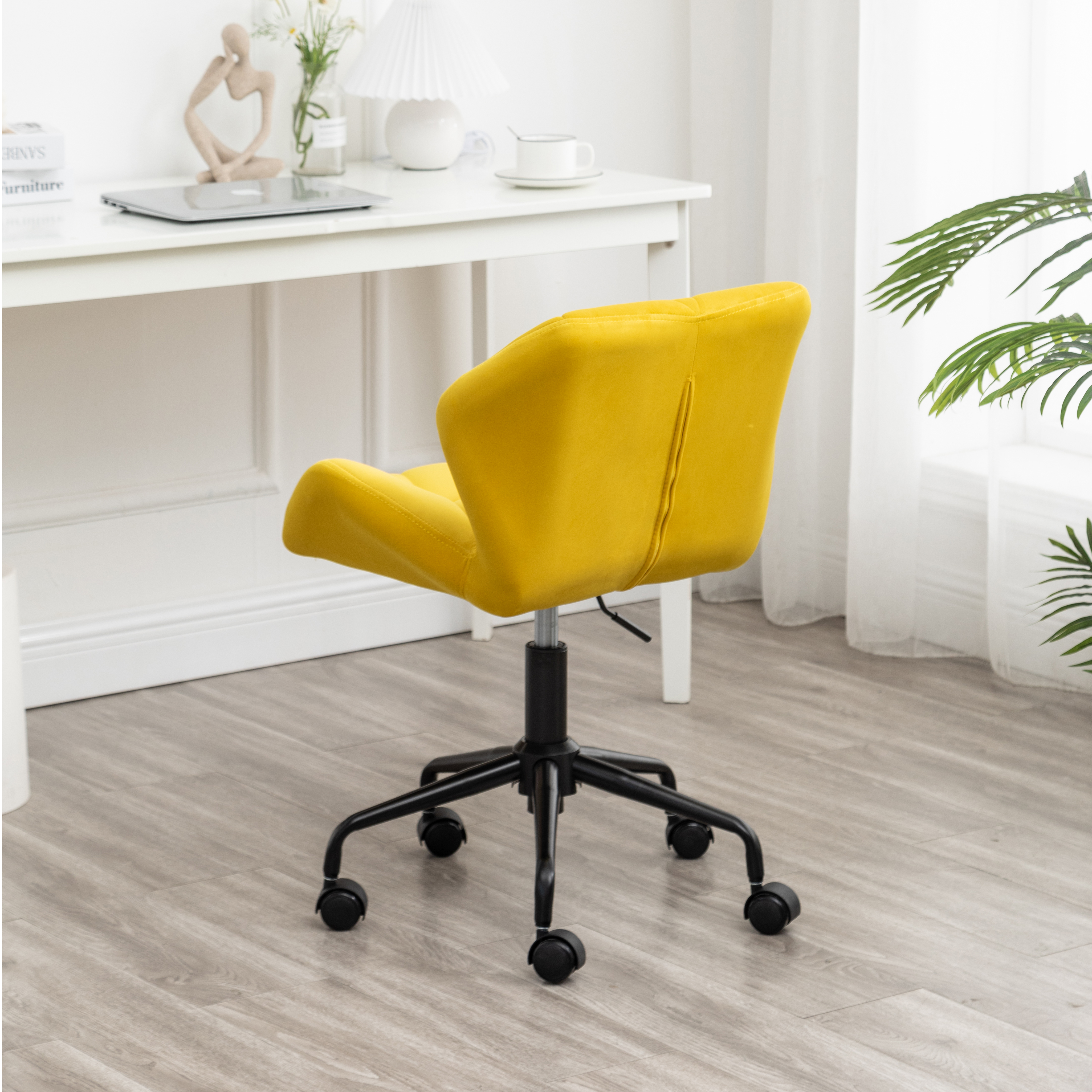 Eldon Diamond Tufted Adjustable Swivel Office Chair, Yellow