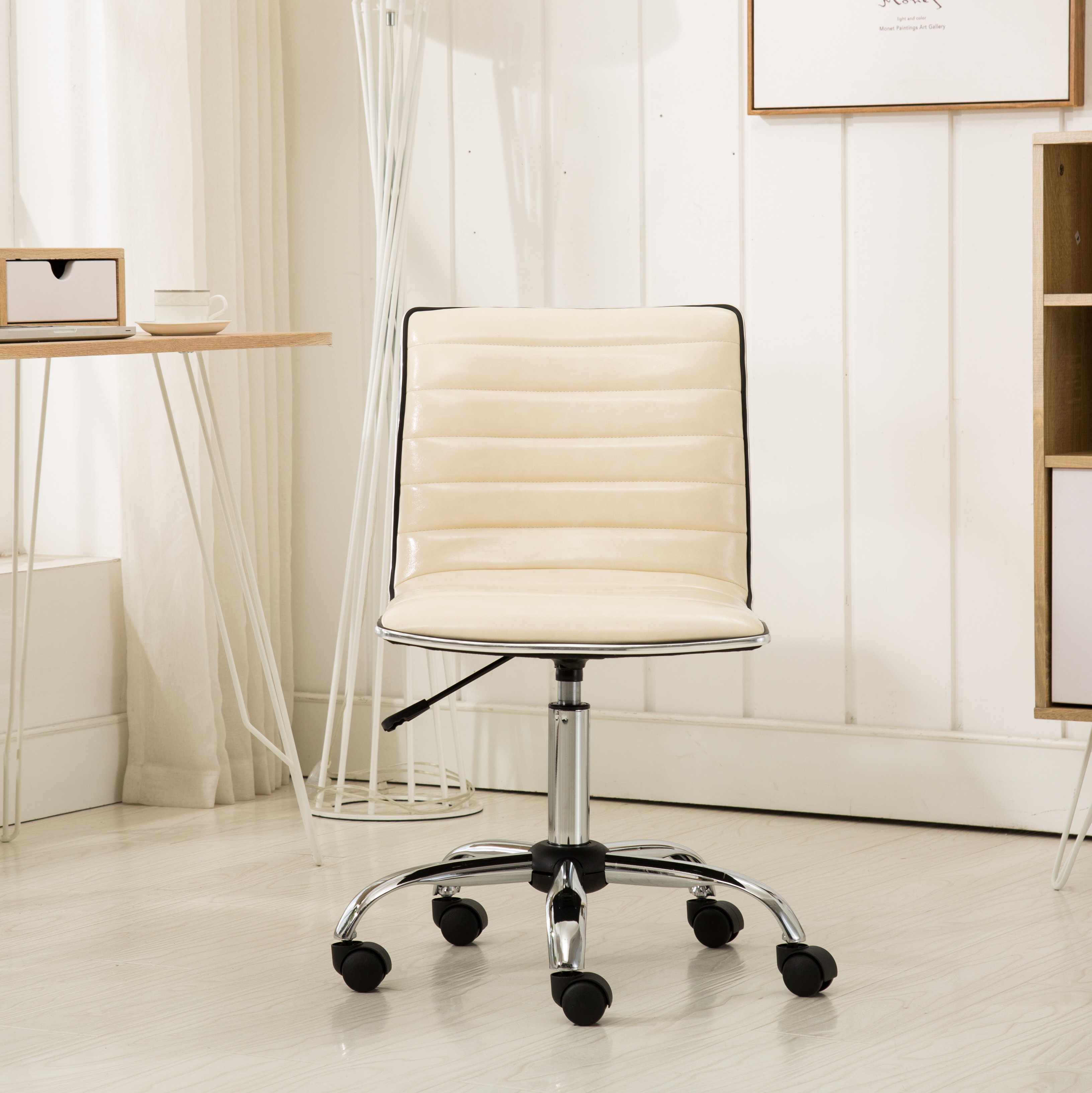 Fremo Chromel Adjustable Air Lift Office Chair, Beige