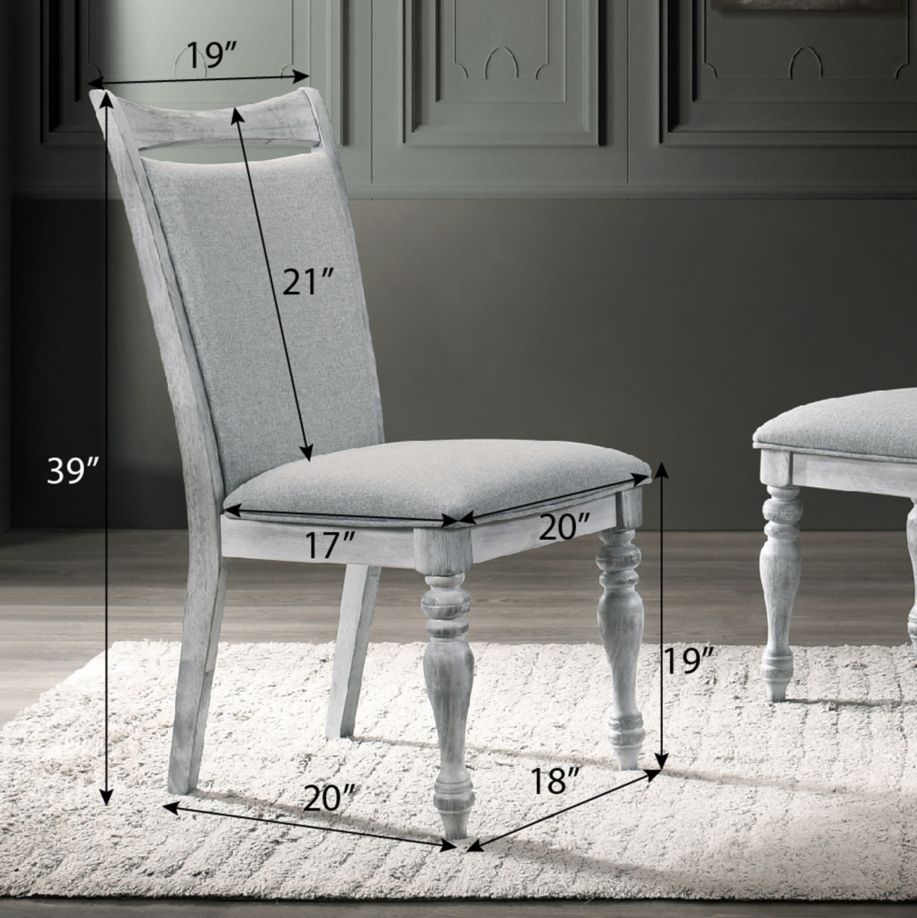 Salines Upholstered Turned Leg Dining Chairs, Set of 2, Rustic White