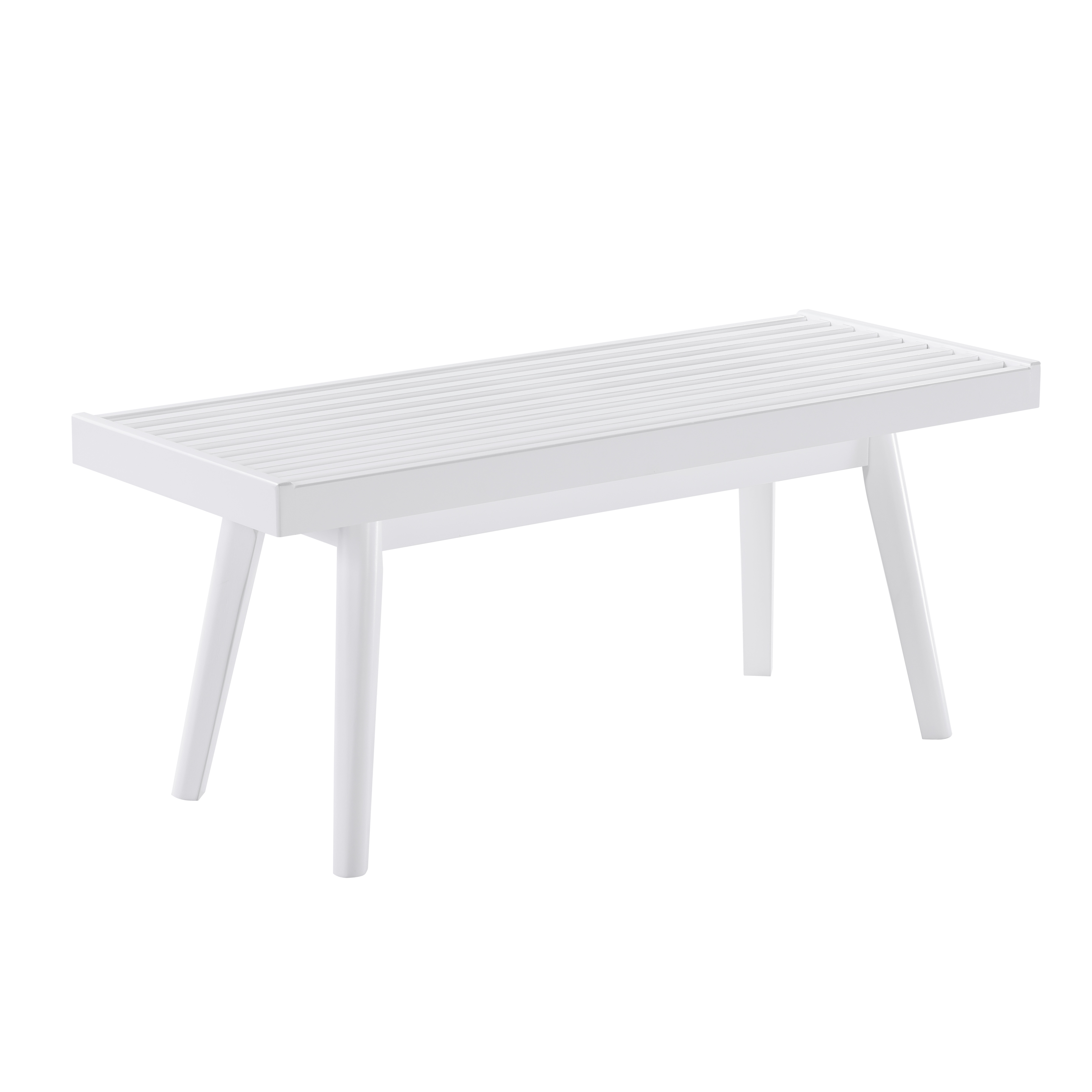 Larwich Solid Wood Slatted Bench, 41.30-Inch Long, White