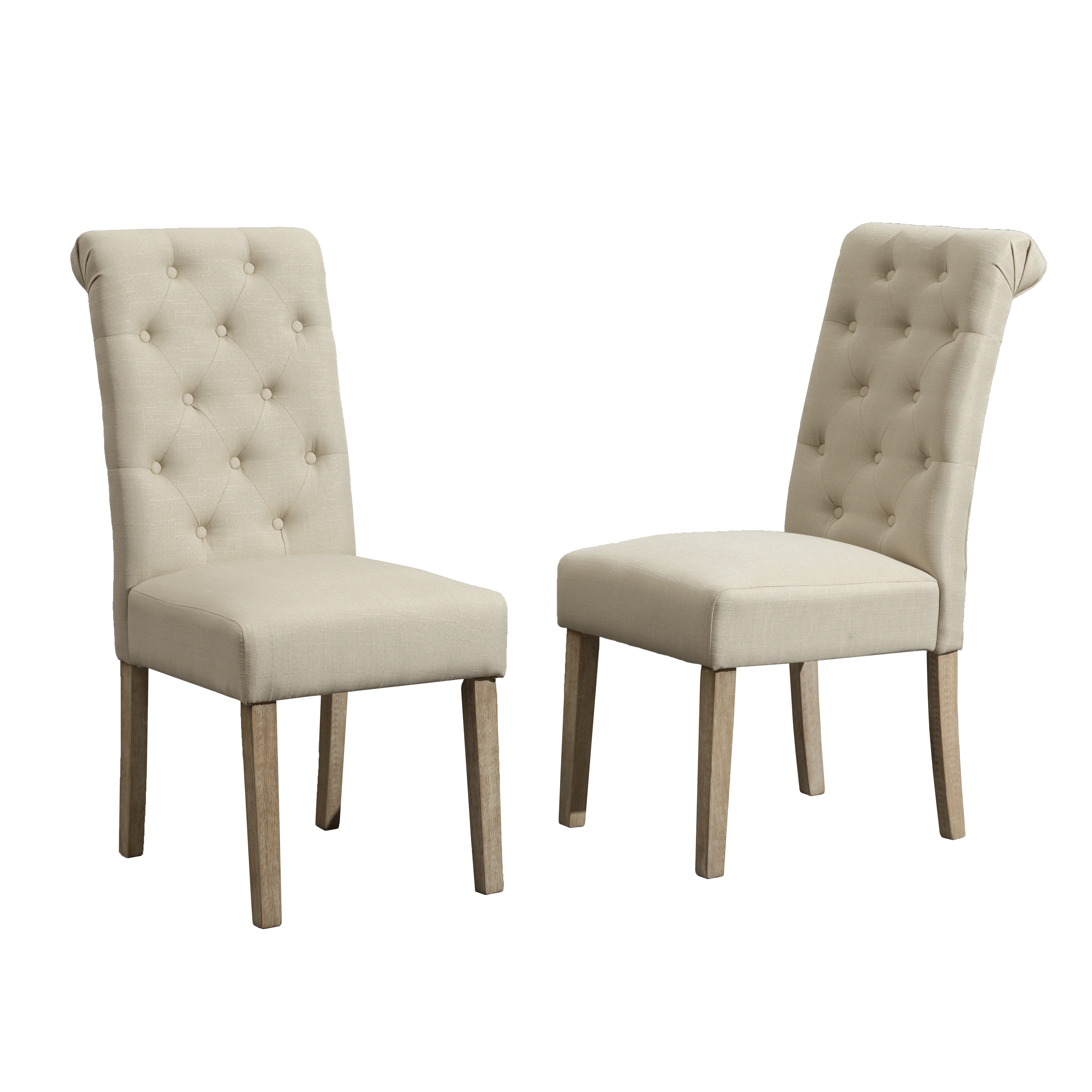 Habit Solid Wood Tufted Parsons Dining Chair, Set of 2, Tan